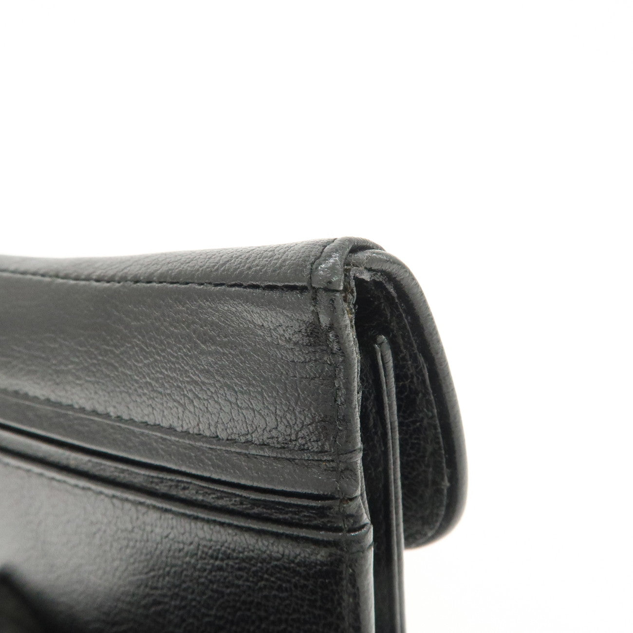 Christian Dior Leather Saddle Long Wallet Black Gold