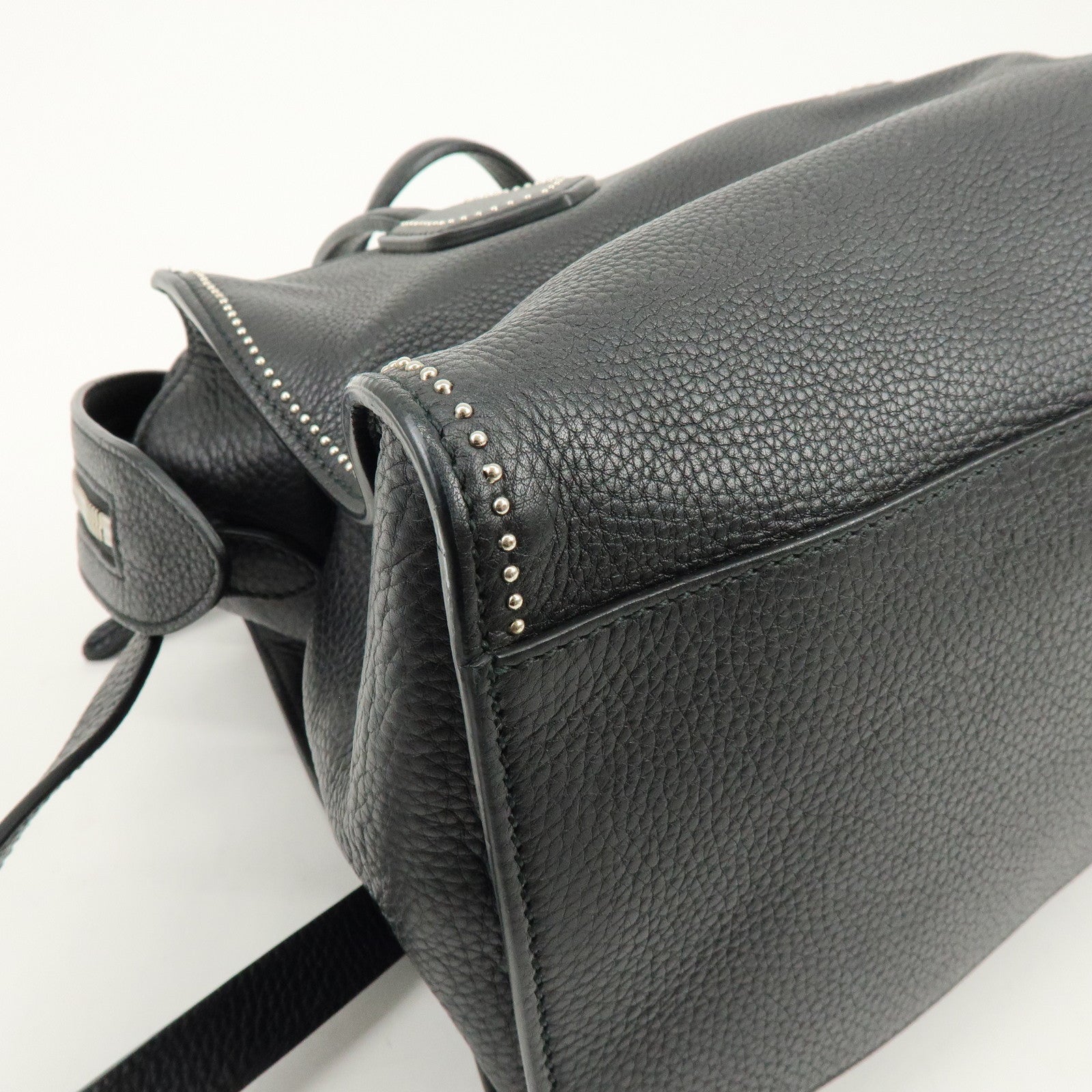 GUCCI Calf Leather Studs 2Way Hand Bag Shoulder Bag Black 370822
