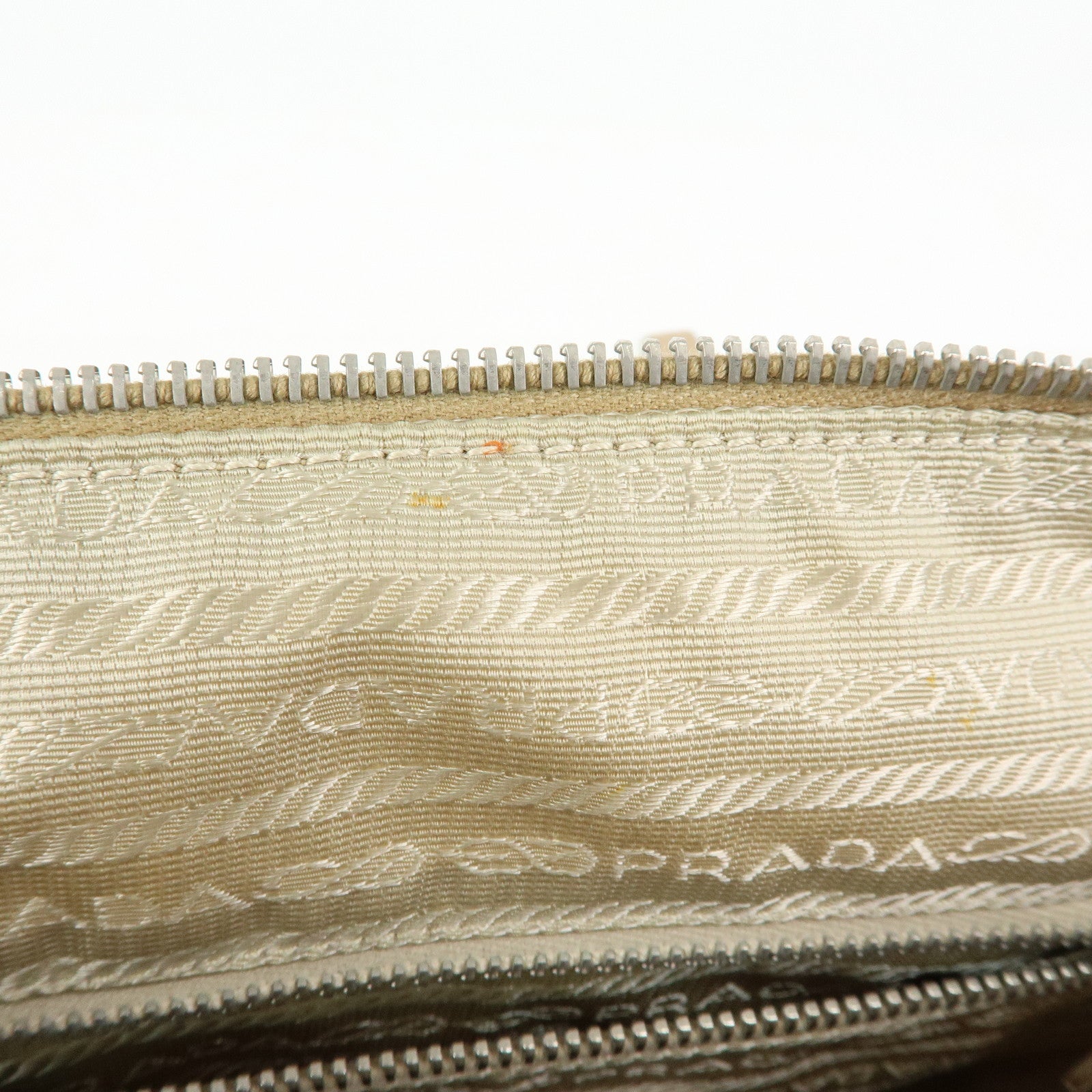 PRADA Triangle Logo Nylon Shoulder Bag Crossbody Bag Beige 1BD953