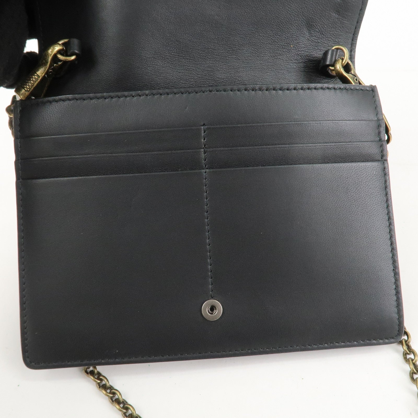 BOTTEGA VENETA  Intrecciato Leather Chain Shoulder Bag Black 508752 Used