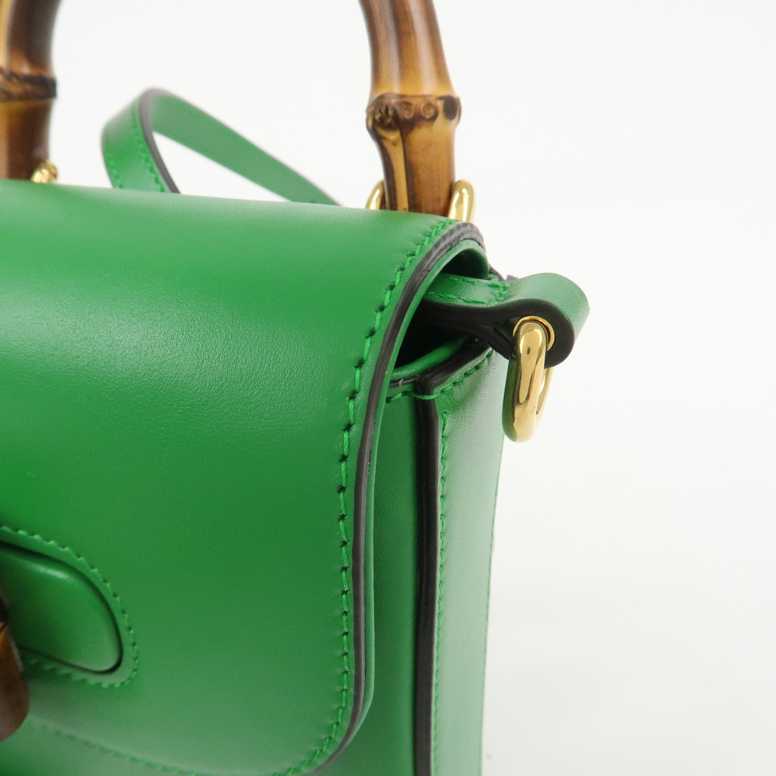 GUCCI Bamboo Leather 2Way Bag Backpack Shoulder Bag Green 702106