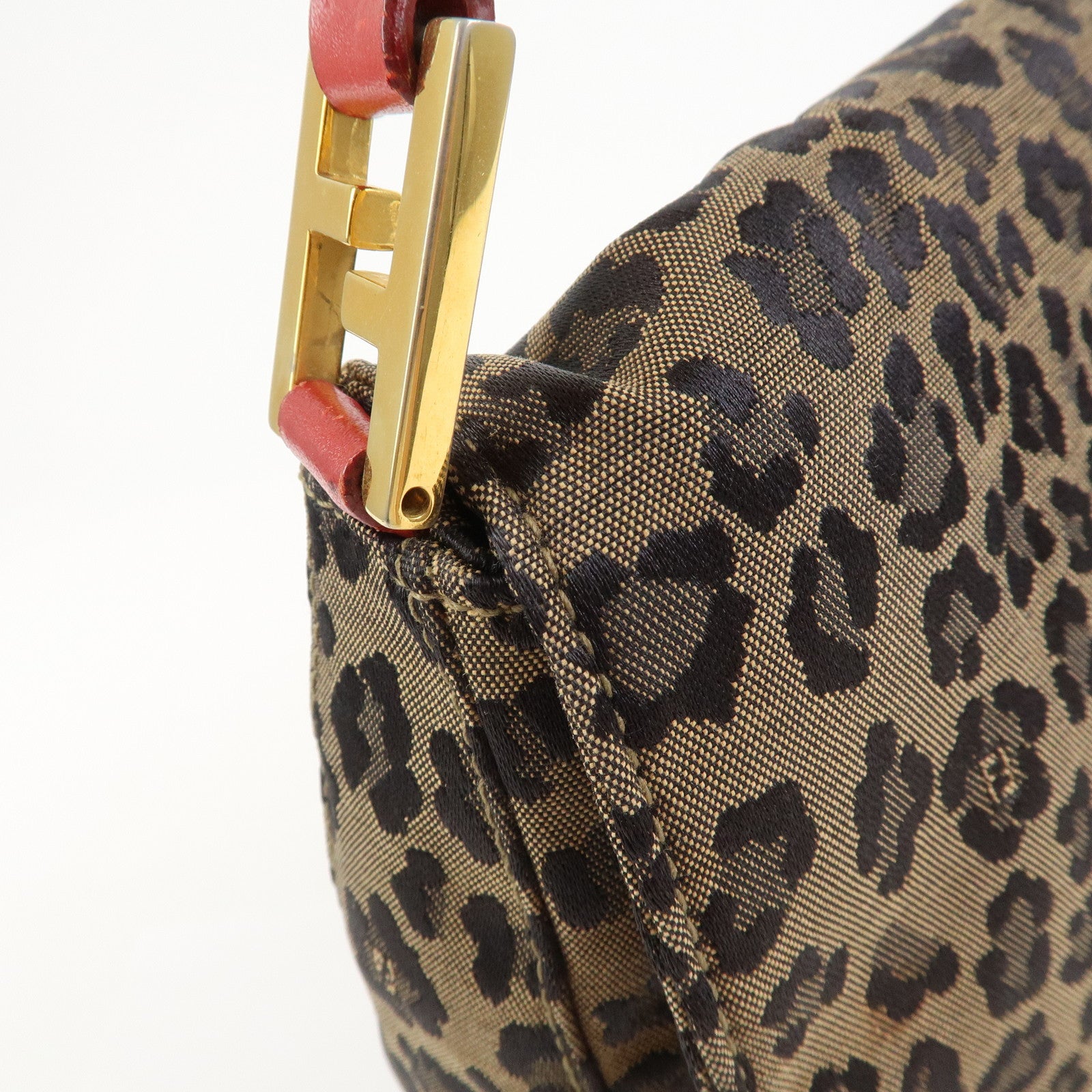 FENDI Canvas Leather Shoulder Bag Crossbody Bag Leopard 263570