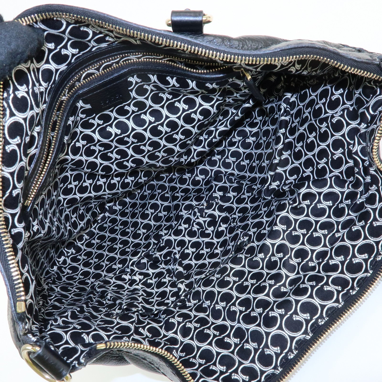 GUCCI Horsebit Leather 2Way Bag Hand Bag Shoulder Bag Black 189888