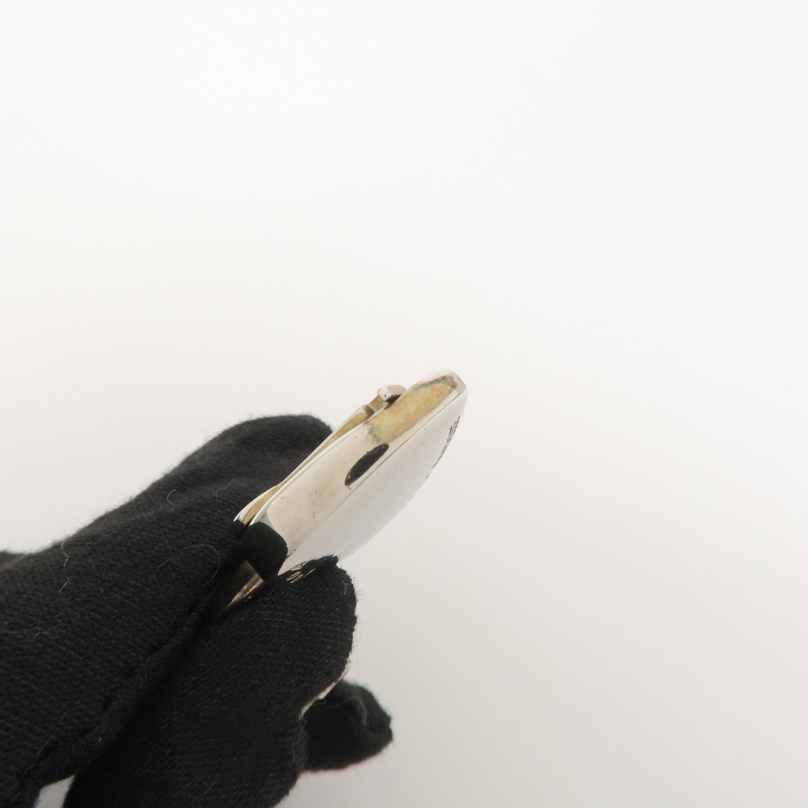 HERMES Vivaldi Heart Cadena Metal Leather Necklace Silver