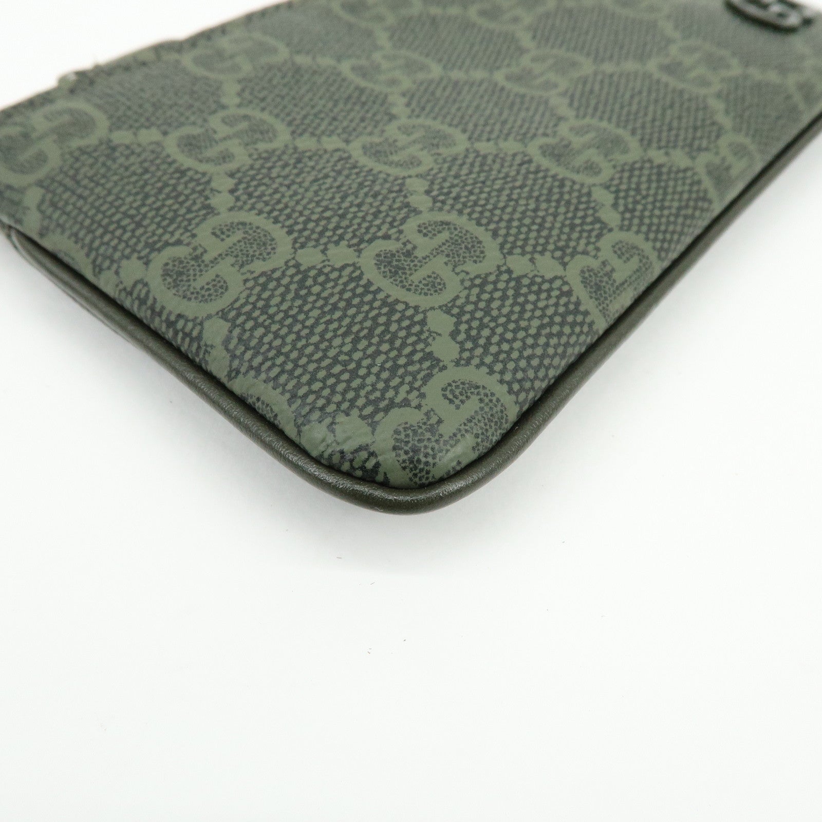 GUCCI Trim GG Supreme PVC Coin Case Card Case Khaki