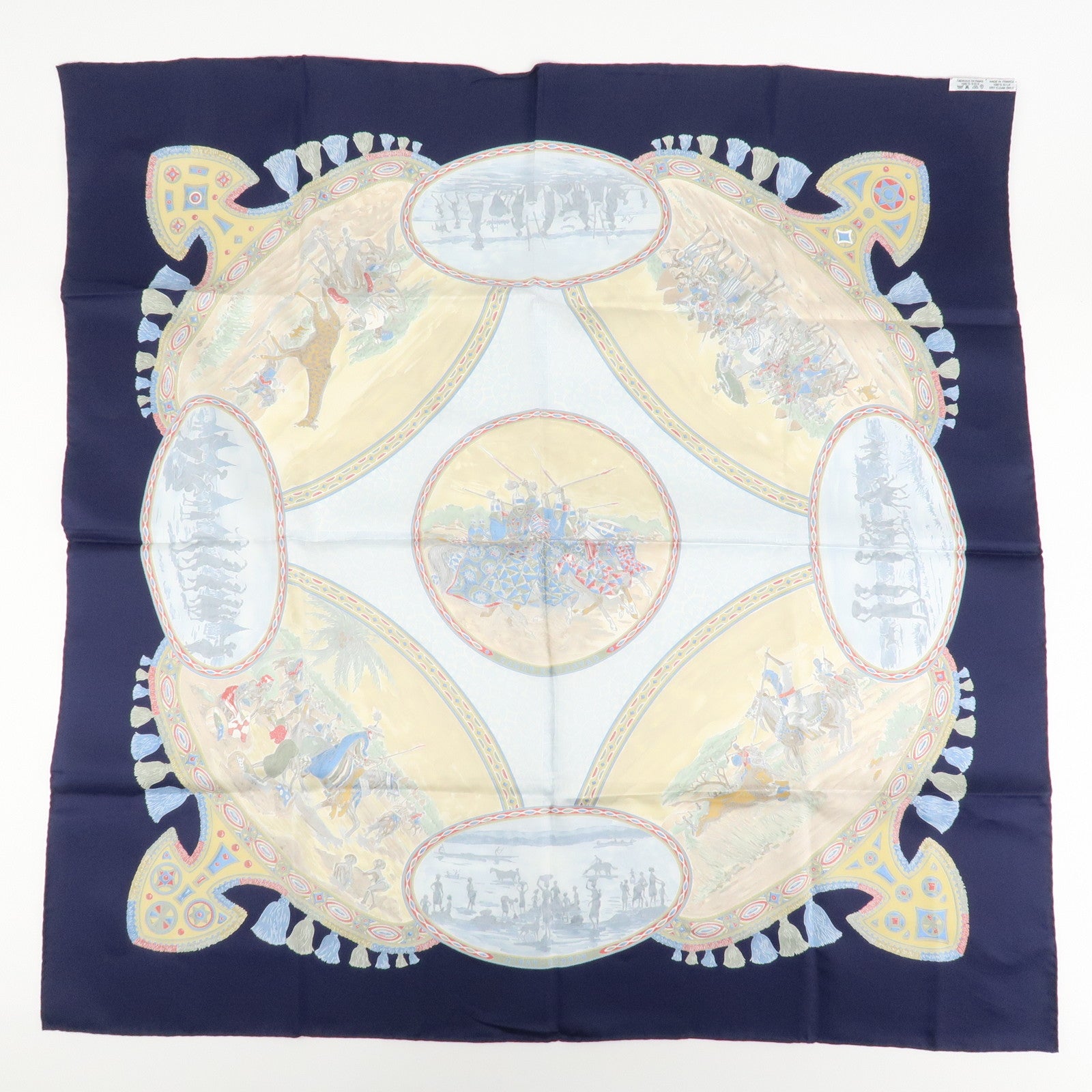 HERMES Carre 90 Silk 100% Scarf RENCONTRE OCEANE  Black Used