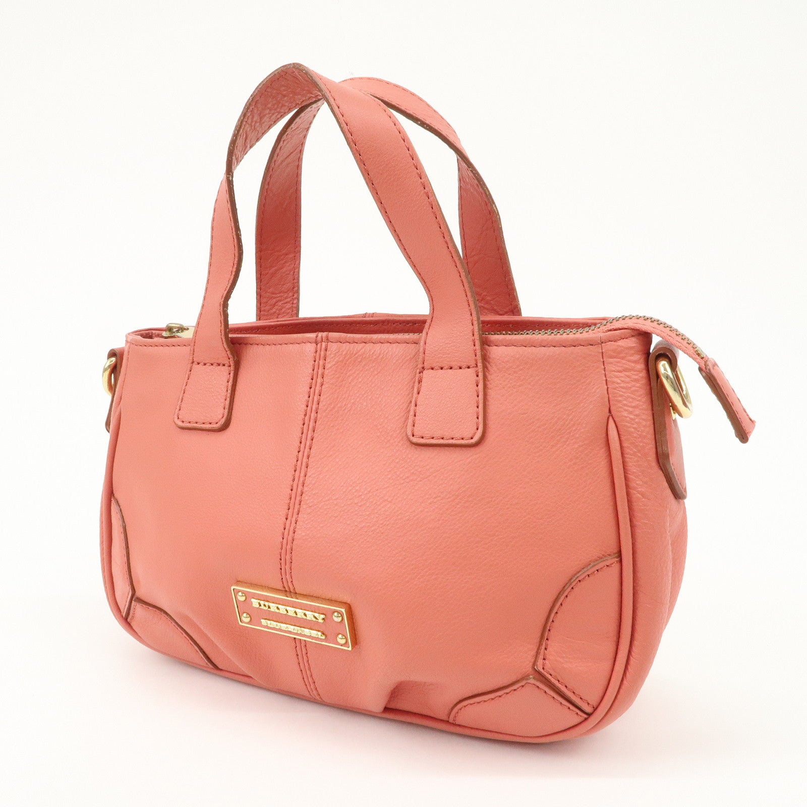 BURBERRY 2Way Bag Hand Bag Pink Gold Hardware