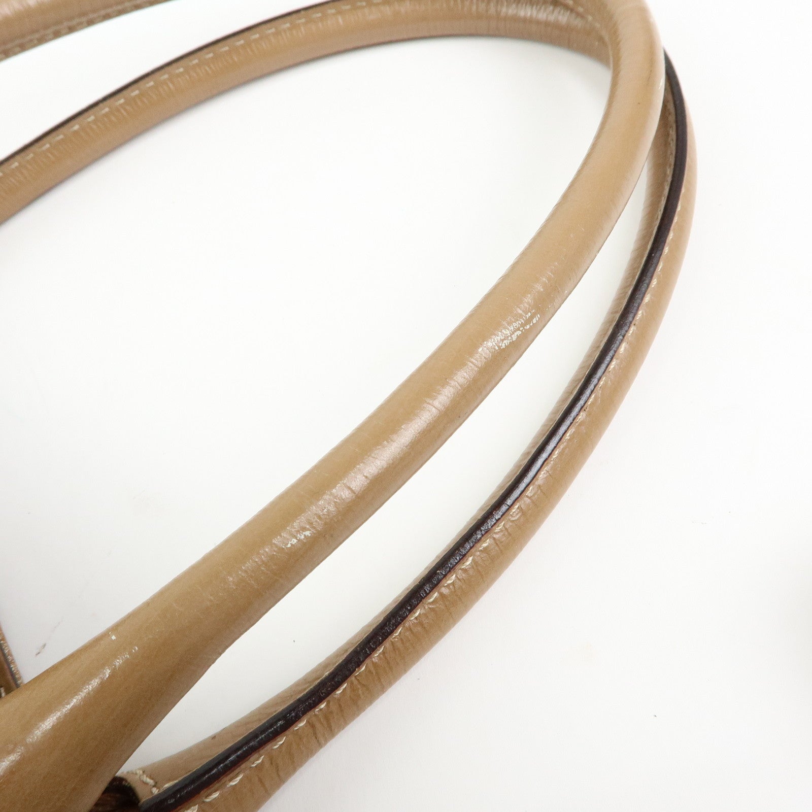 FENDI Ethnico Leather Tote Bag Shoulder Bag Camel 8BN162