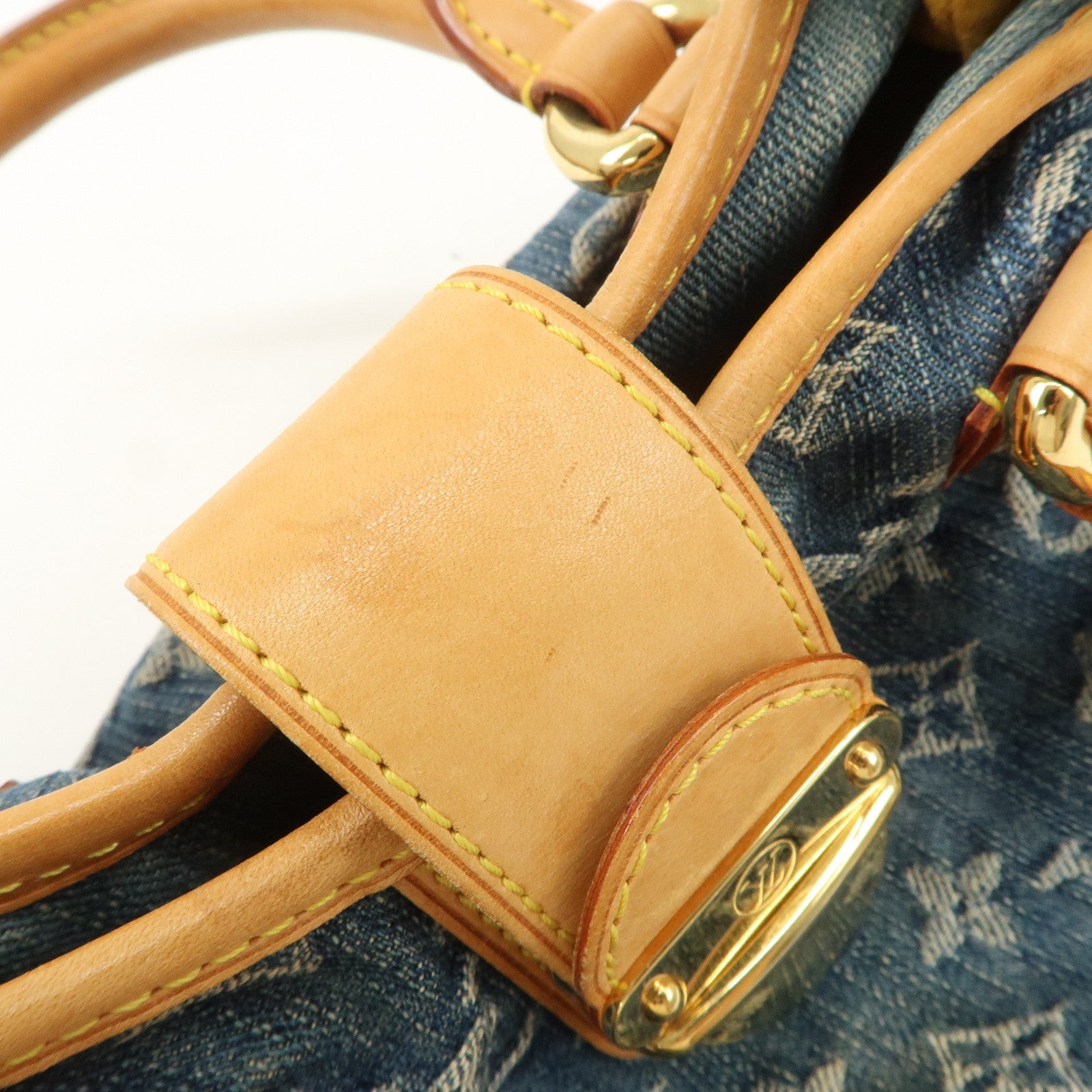 Louis Vuitton Monogram Denim Pleaty Hand Bag Blue M95020