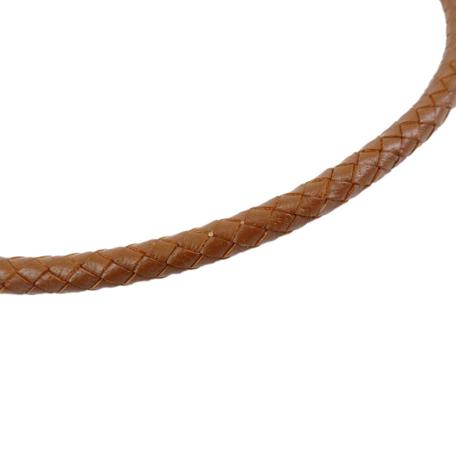 HERMES Jumbo Choker Leather Metal Bracelet Brown Silver