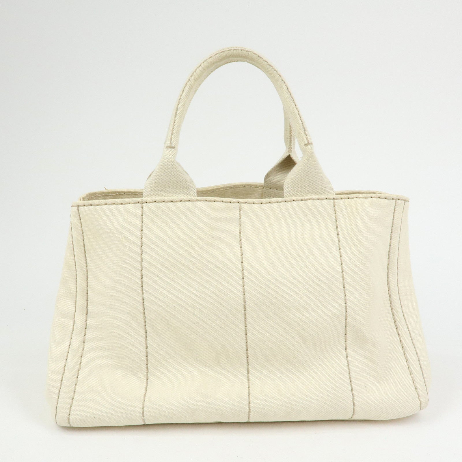 PRADA Canapa Canvas 2Way Bag Tote Bag Hand Bag White BN1877