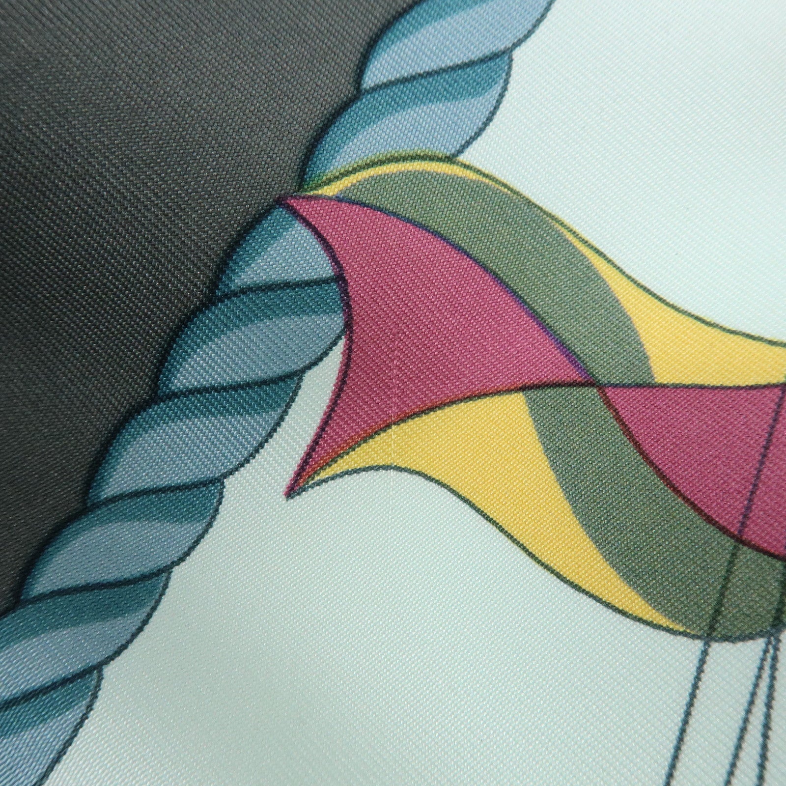 HERMES Carre 90 Silk 100% Scarf LES FOLIES DU CIEL Light Green Gray