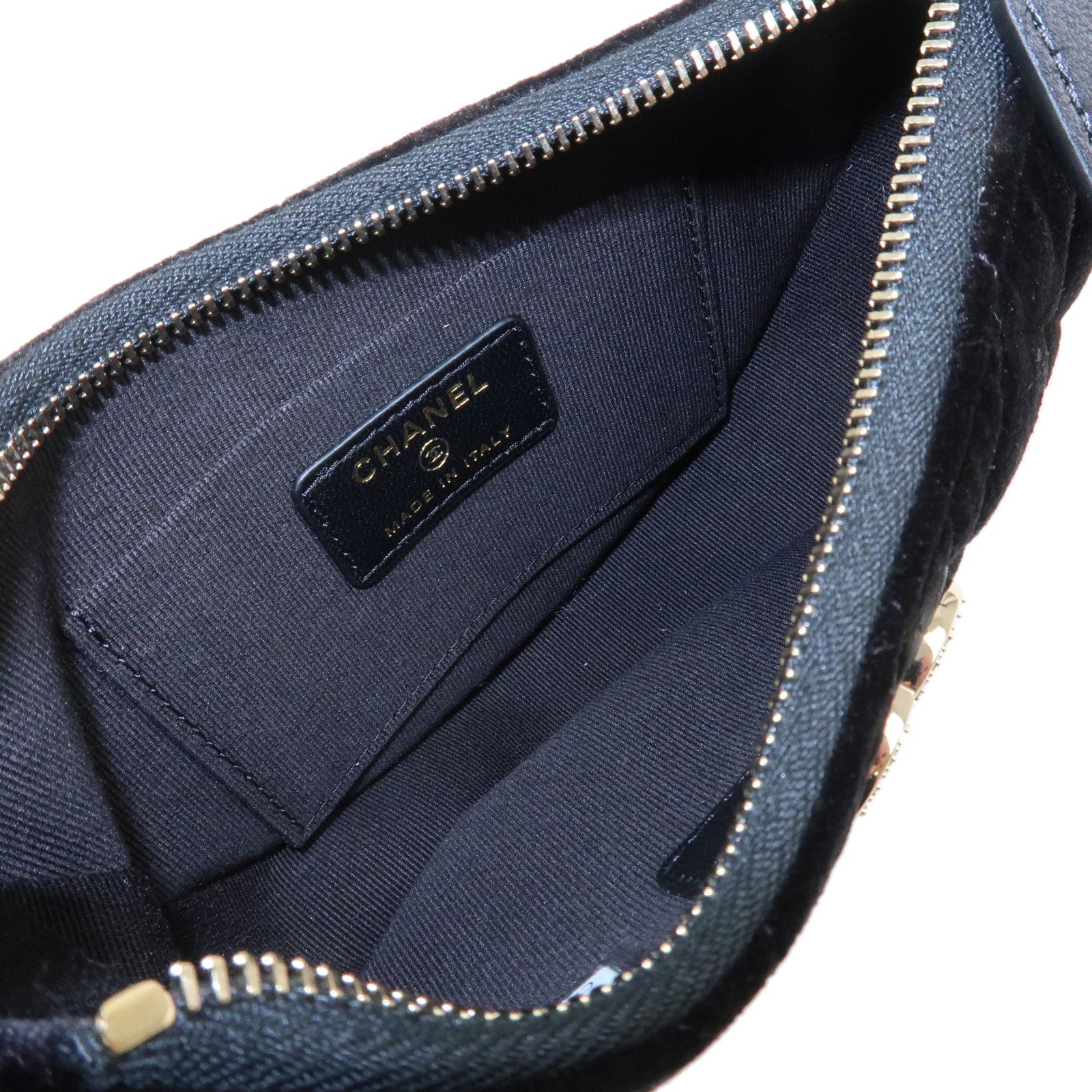 CHANEL Matelasse COCO Mark Velvet Leather Chain Shoulder Bag Black