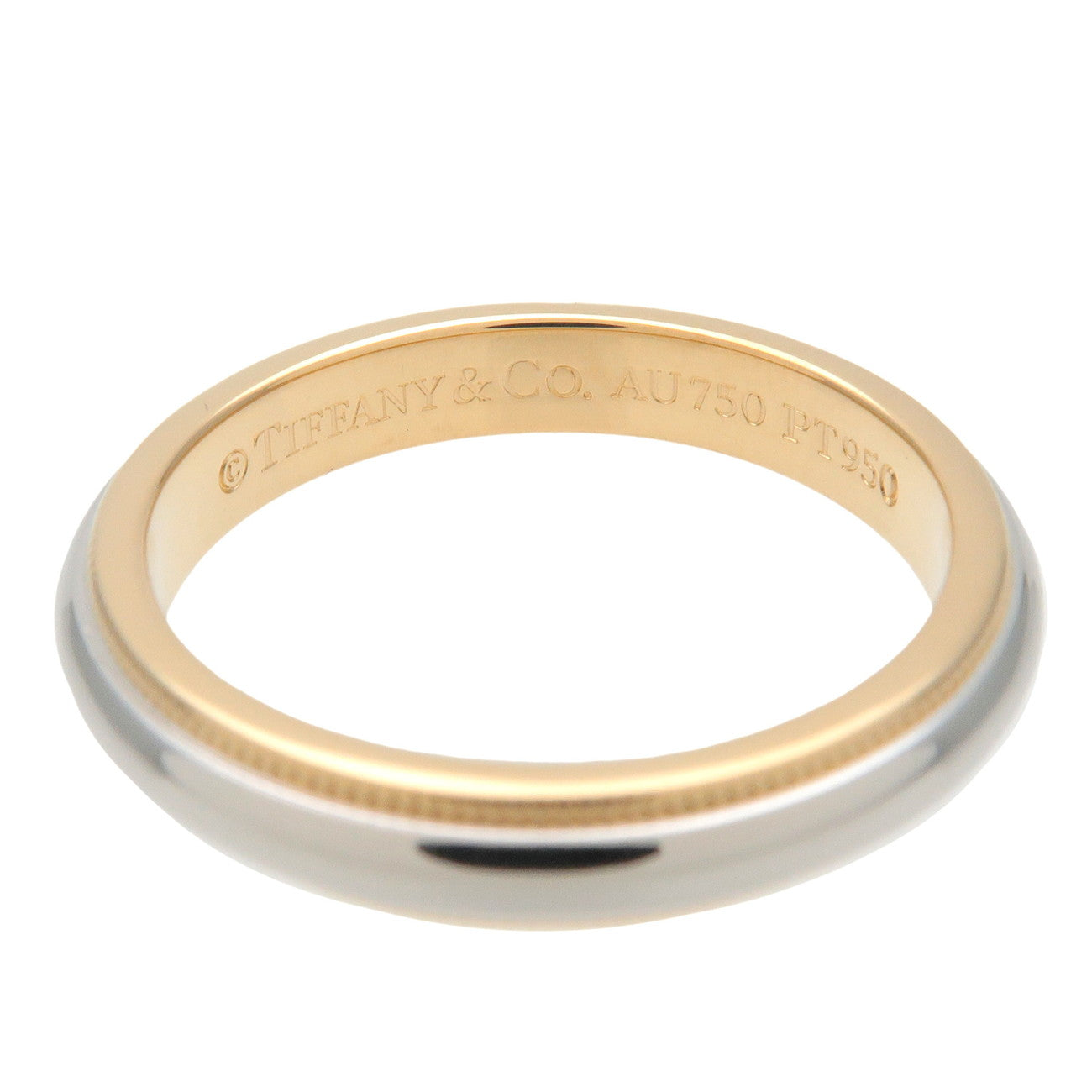 Tiffany & Co Milgrain Band Ring PT950 #12.5 Yellow Gold Platinum
