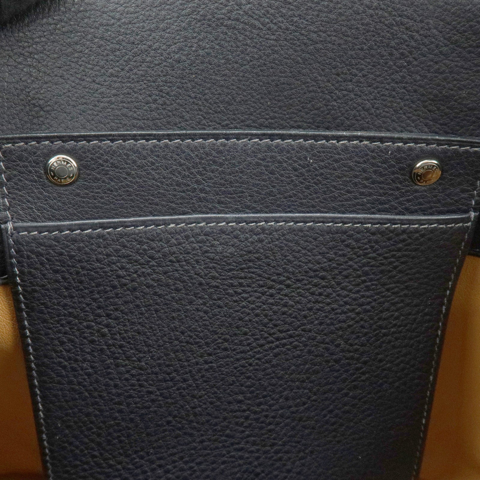 HERMES La Togo Leather Tote Bag Shoulder Bag Hand Bag Black