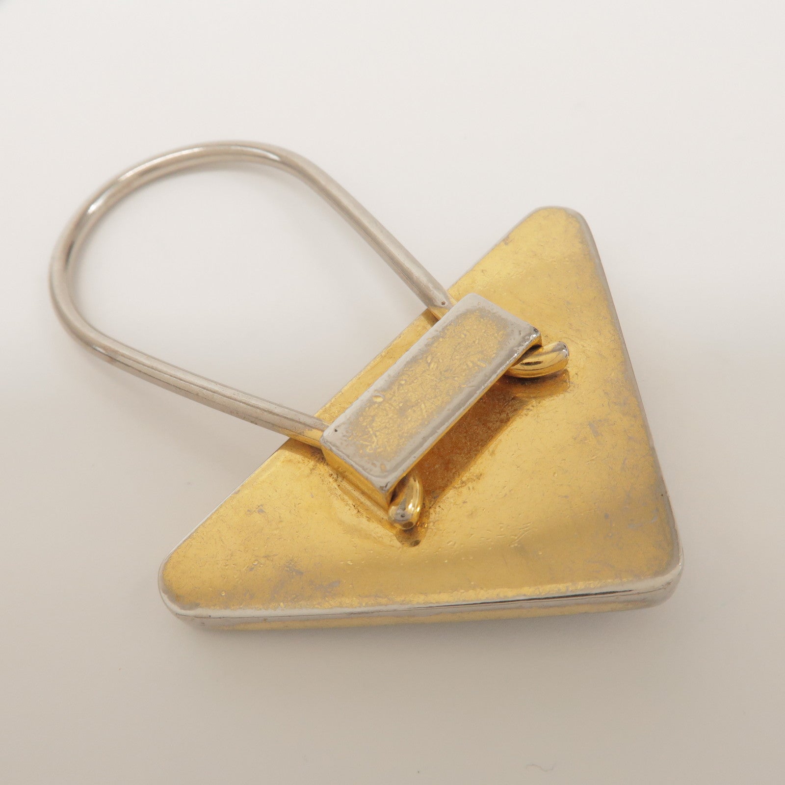 PRADA Triangle Logo Metal Saffiano Leather Set of 2 Key Holders