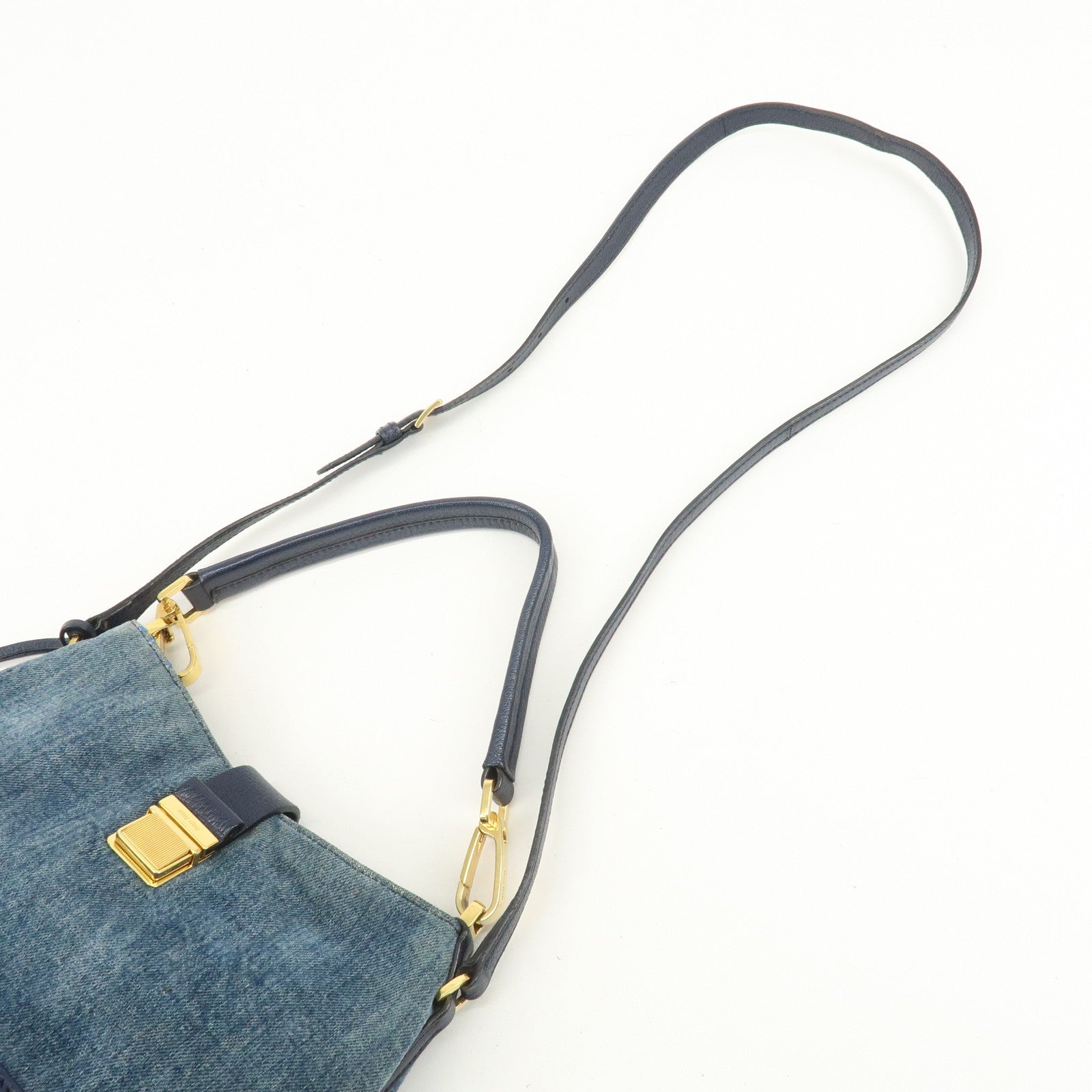 MIU MIU Madras Leather Denim 2Way Bag Hand Bag Shoulder Bag RR1951
