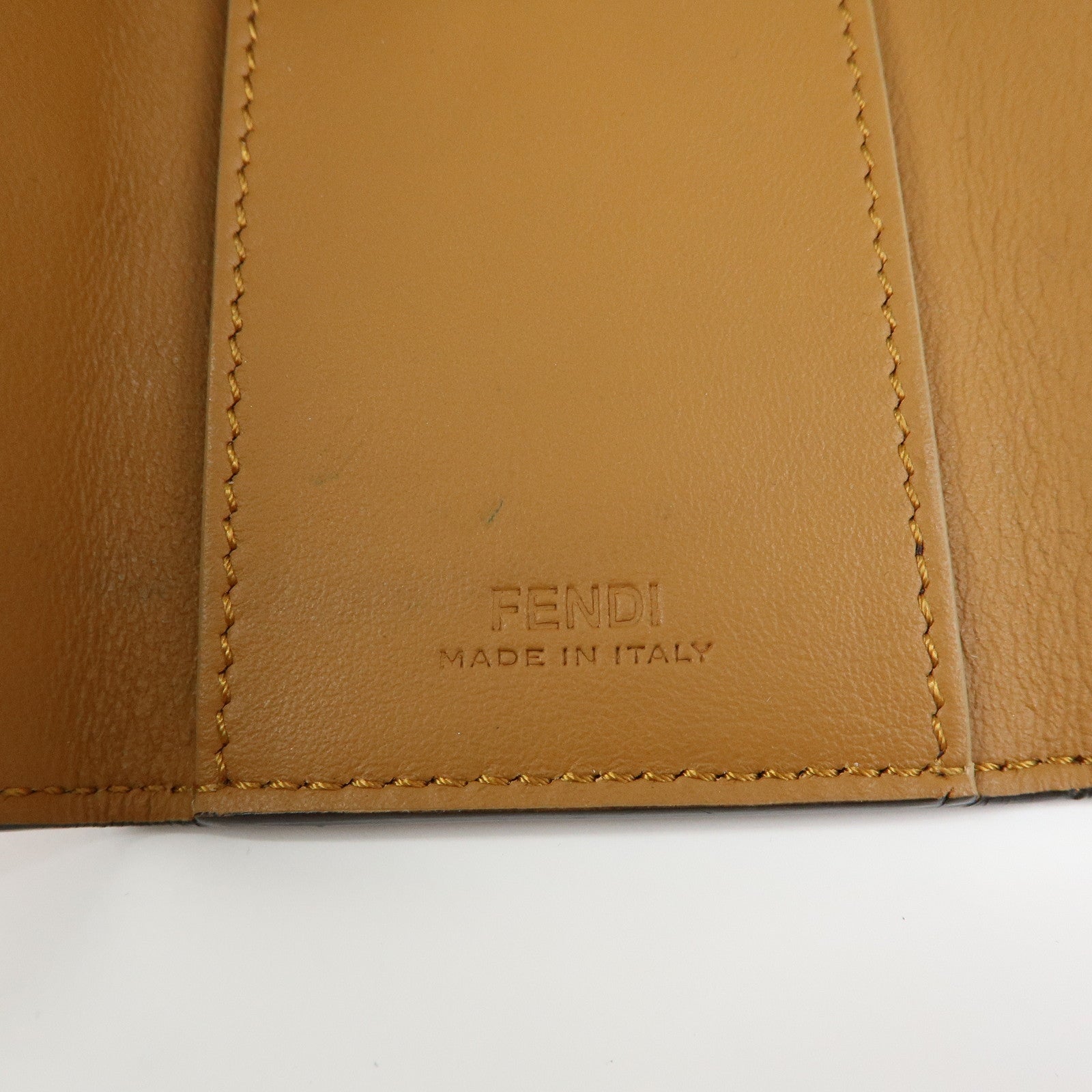 FENDI Peekaboo Leather Key Case Key Holder Brown 8AP159