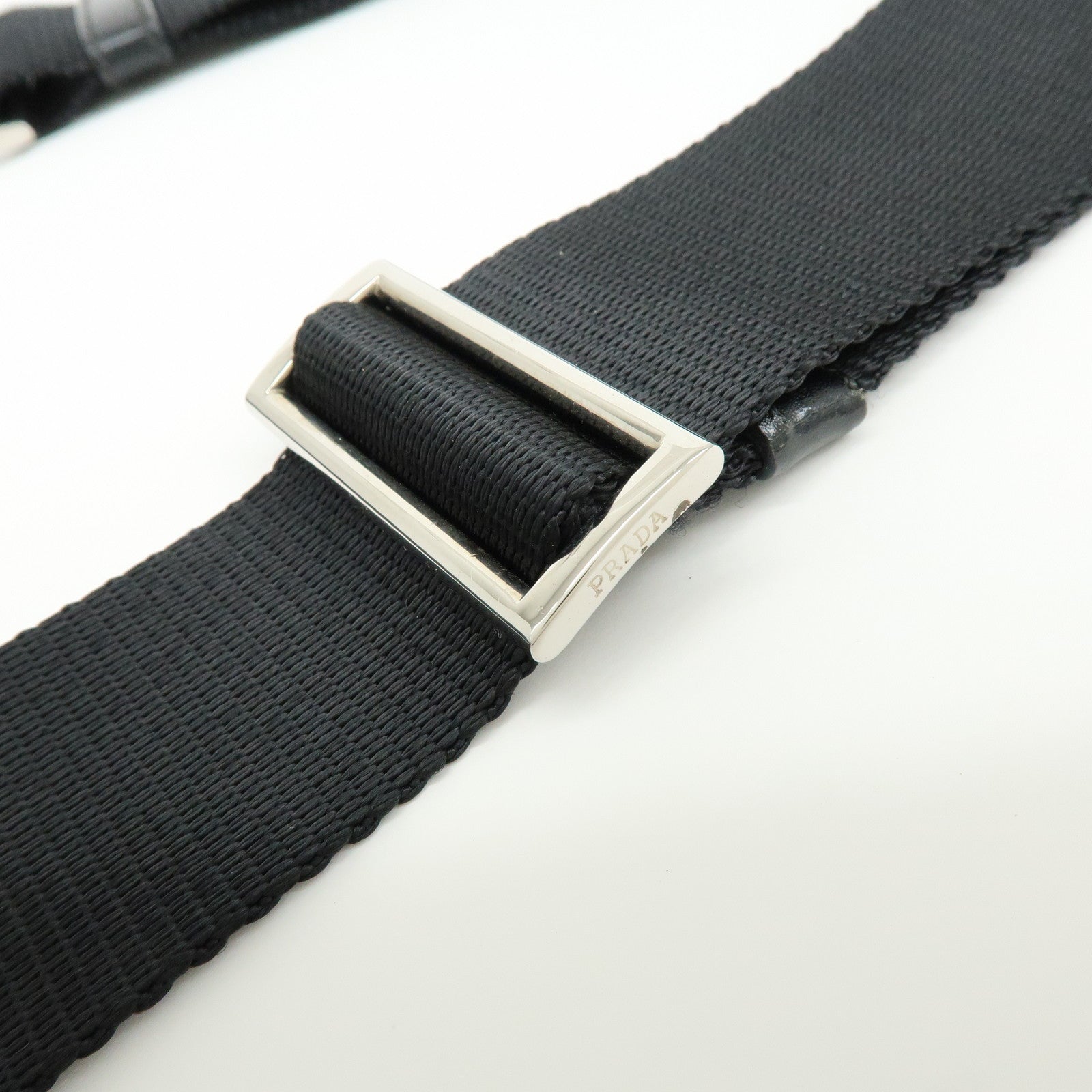 PRADA Triangle Logo Nylon Leather Shoulder Bag Crossbody Bag Black