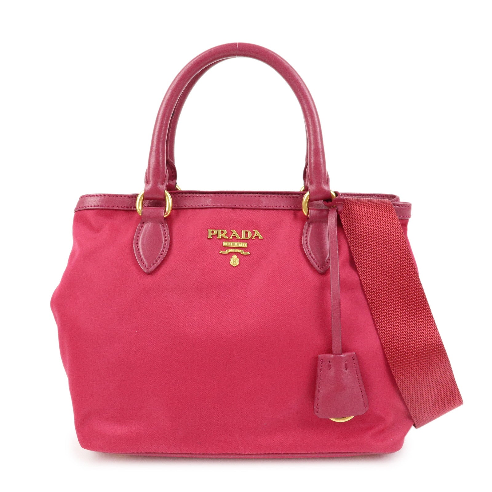 PRADA Nylon Leather 2Way Bag Hand Bag Shoulder Bag Pink 1BA172