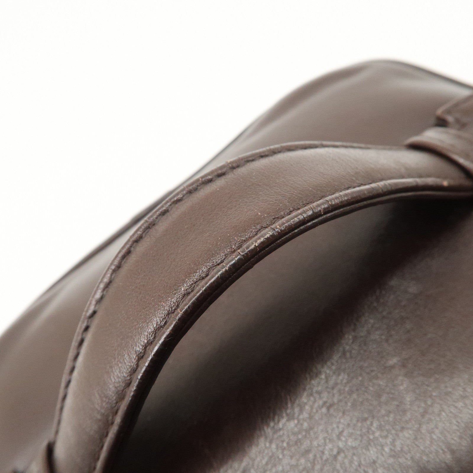 CHANEL COCO Mark Leather Vanity Bag Hand Bag Cosmetic Bag Brown A01998