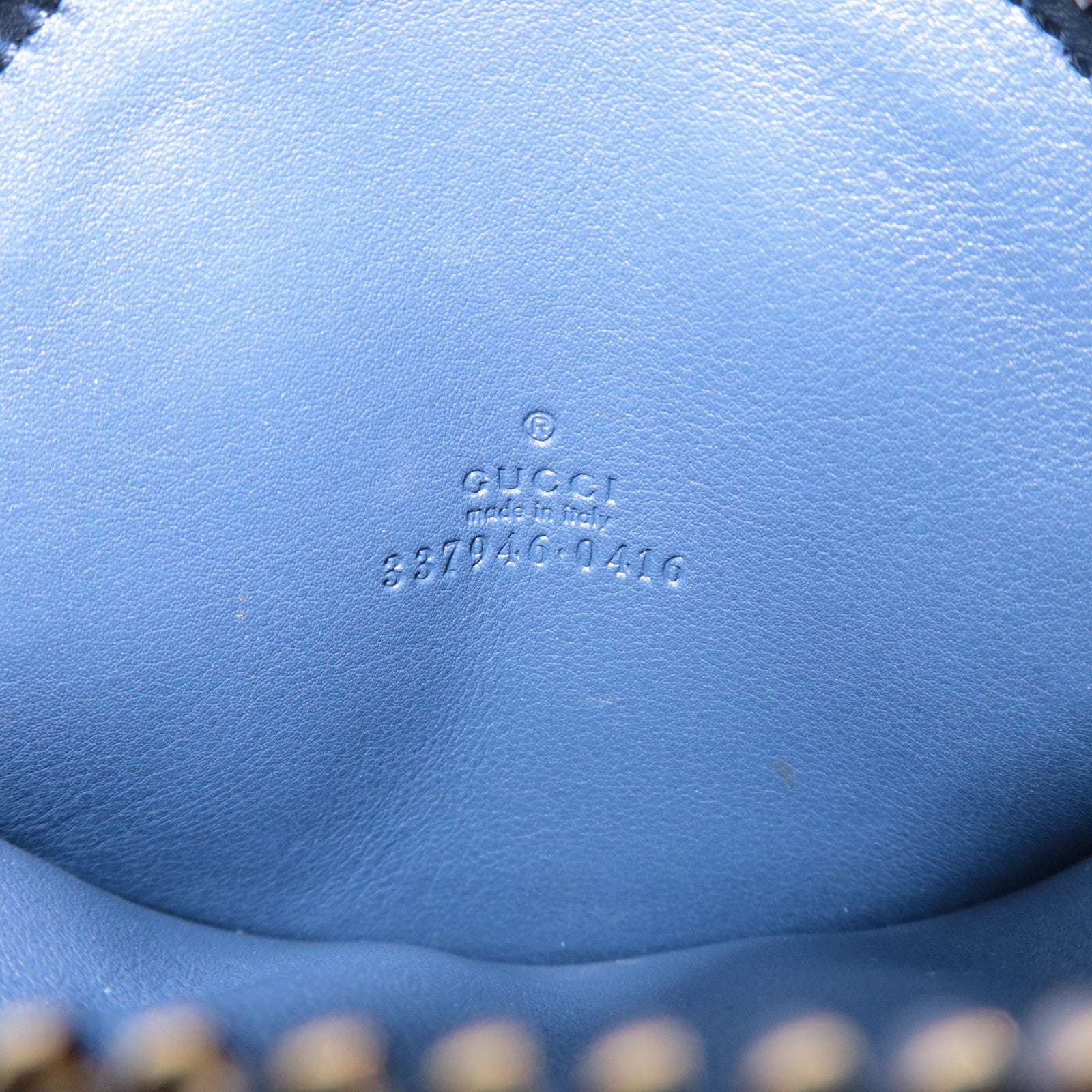 GUCCI Interlocking G Patent Leather Coin Case Navy 337946