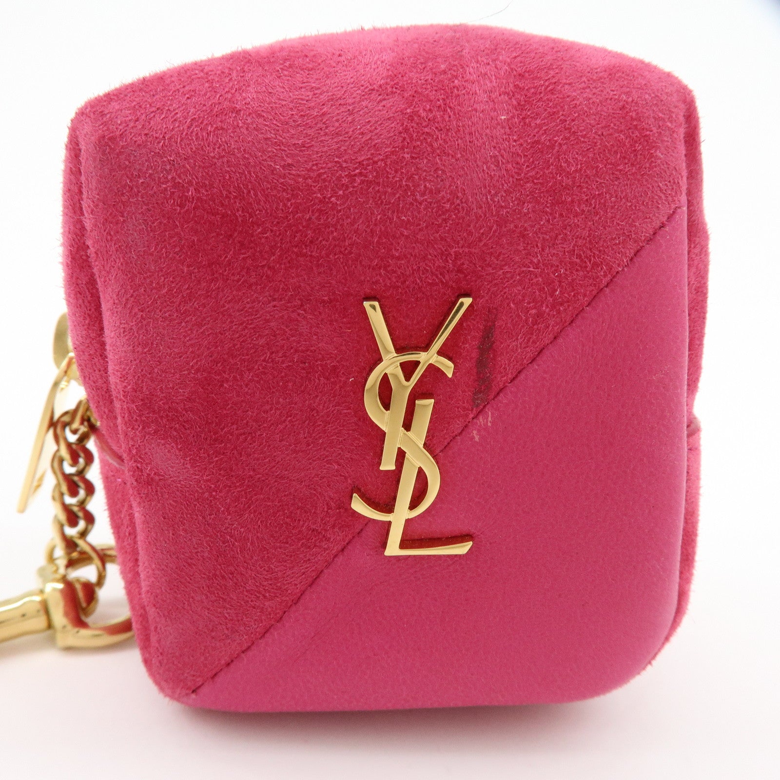 SAINT LAURENT PARIS Casandra Suede Leather Jamie Cube Pouch 669964