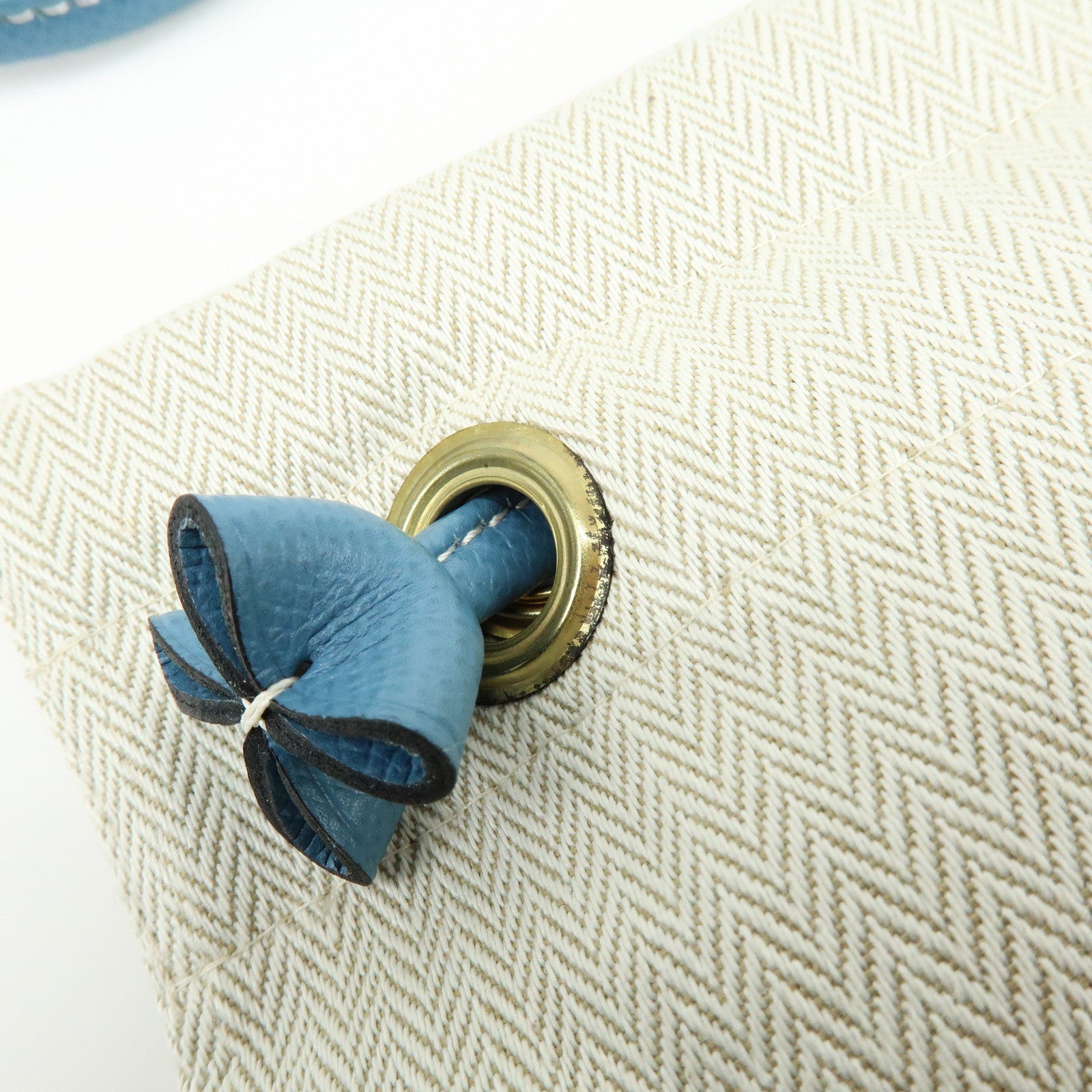 HERMES Aline PM Canvas Leather Shoulder Bag Hand Bag Natural Blue