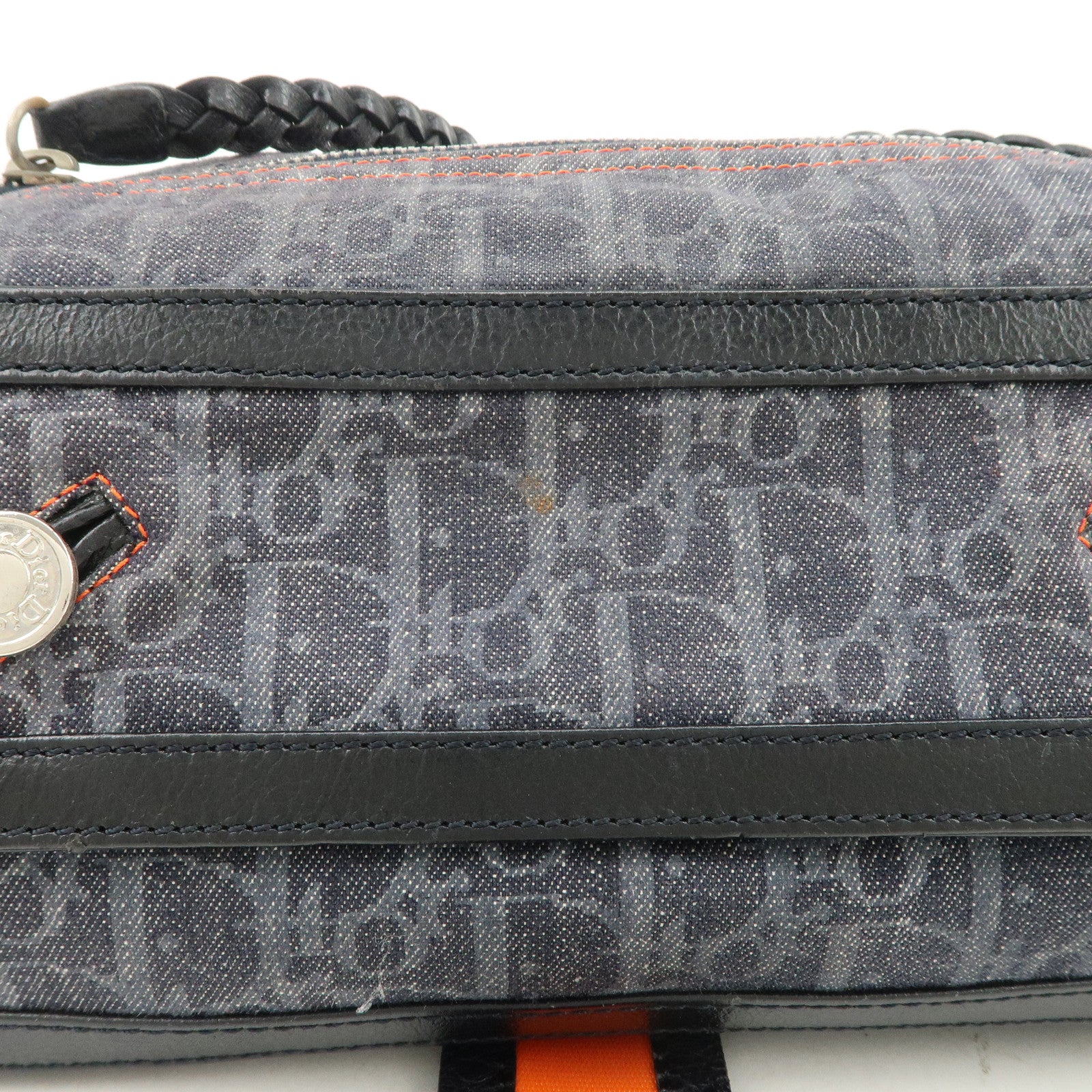 Christian Dior Flight Line Trotter Denim Leather Shoulder Bag