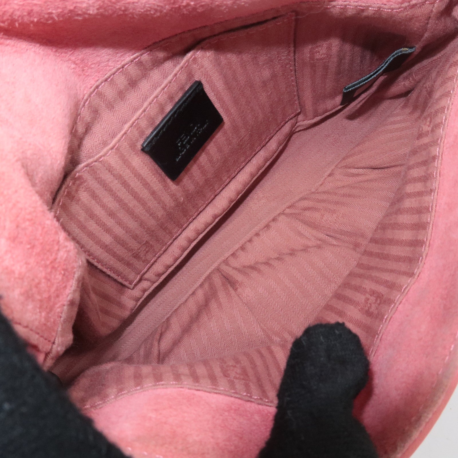 FENDI Leather Chain Shoulder Bag Purse Gold HDW Pink 8M0276 Used