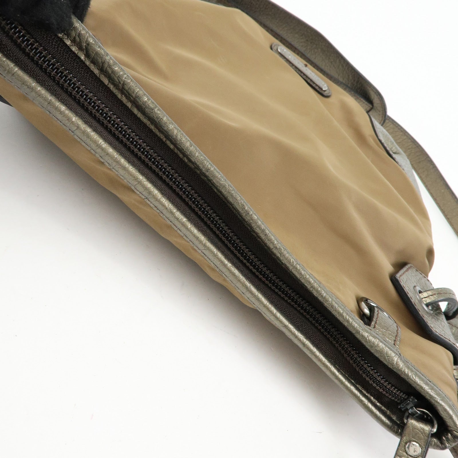 BURBERRY Nylon Leather Shoulder Bag Crossbody Bag Khaki