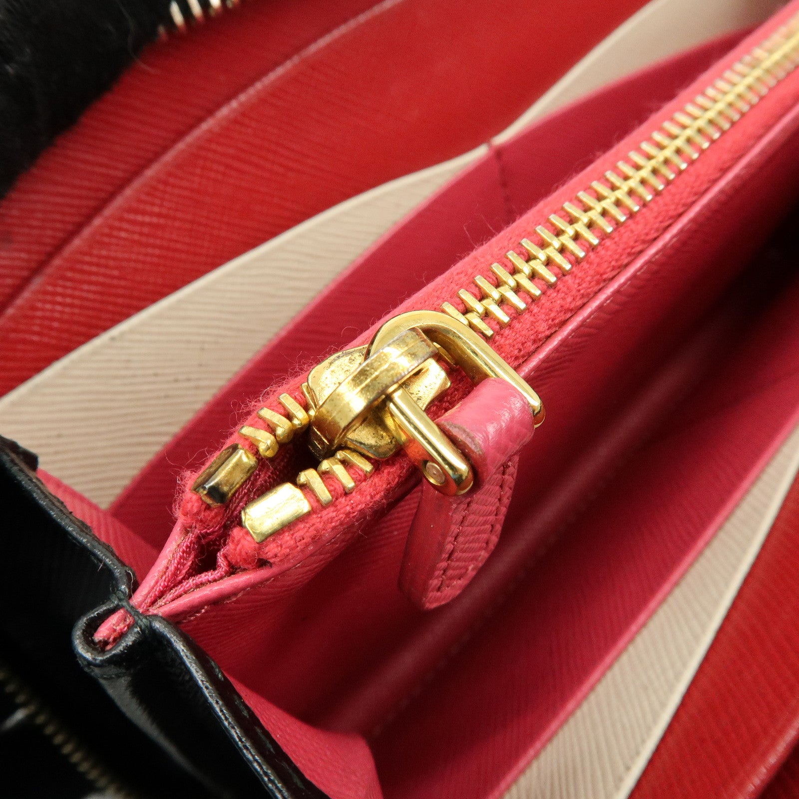 PRADA Saffiano Leather Round Zippy Long Wallet Black 1M0506