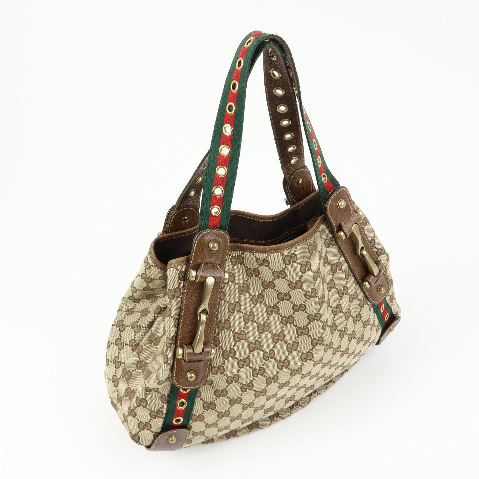 GUCCI Sherry GG Canvas Tote Bag Hand Bag Beige Brown 144186
