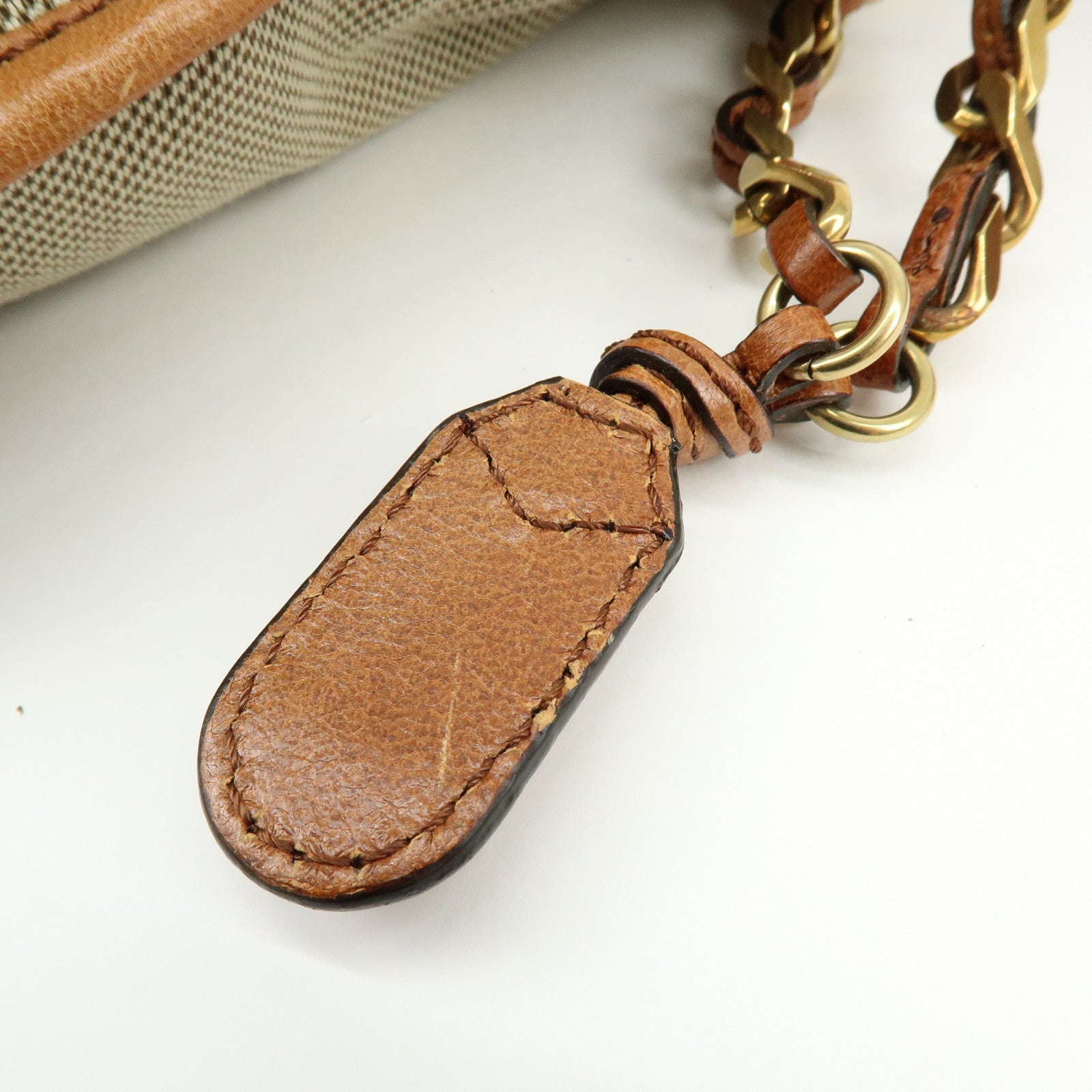 Chloe Harley Canvas Leather Shoulder Crossbody Bag Natural Brown