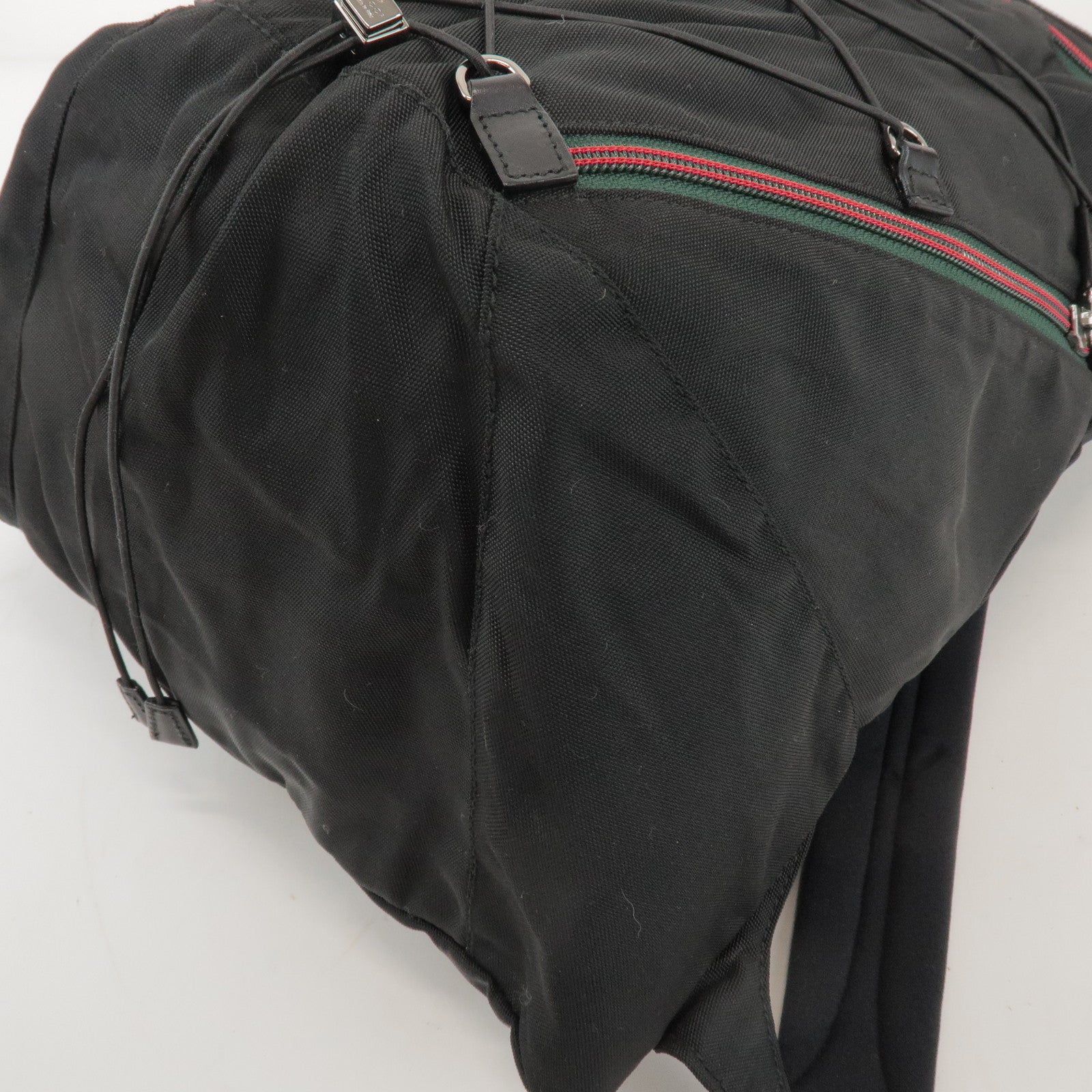 GUCCI Sherry Nylon Web Zipper Line Backpack Rucksack Black 122349