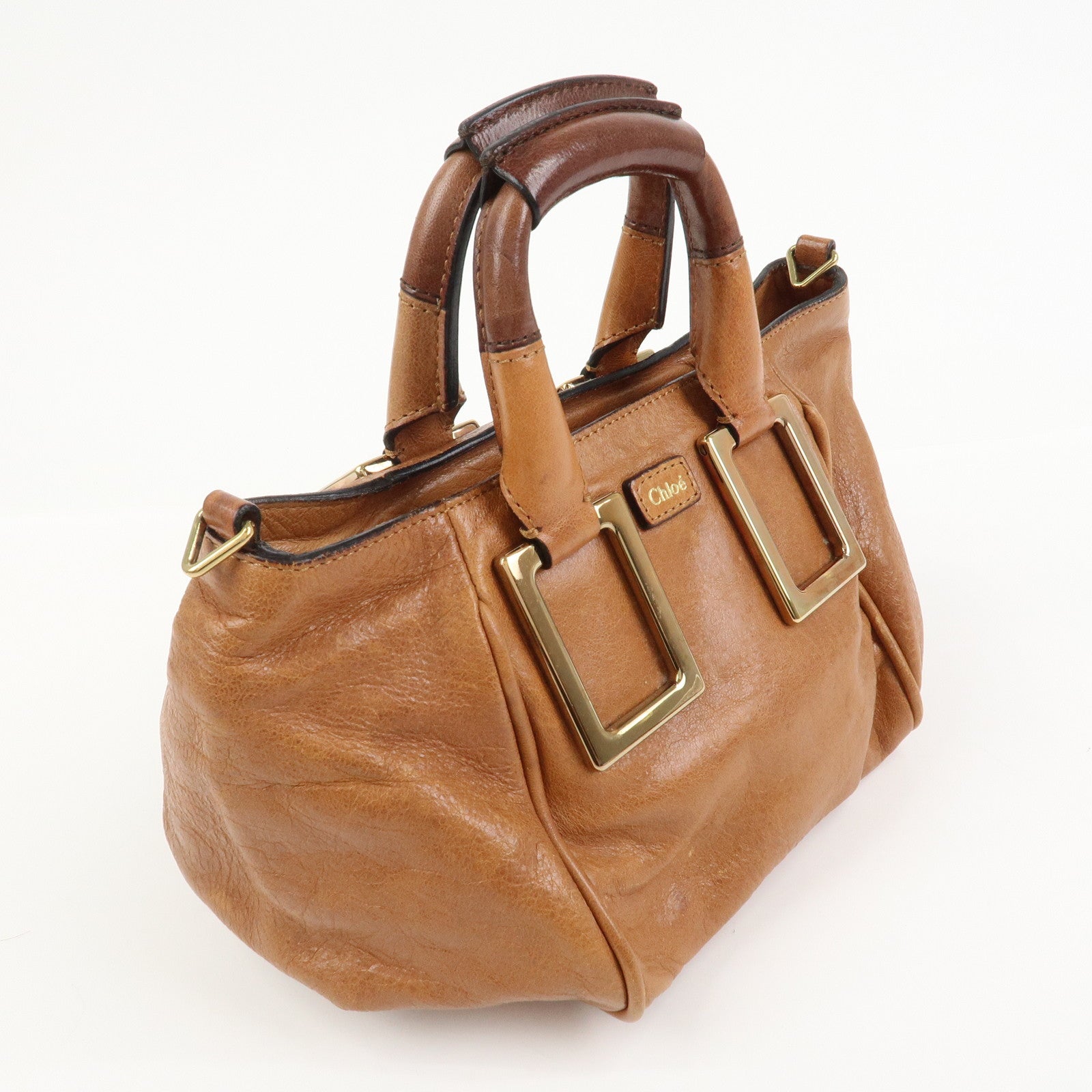 Chloe Ethel Leather 2Way Bag Hand Bag Shoulder Bag Brown