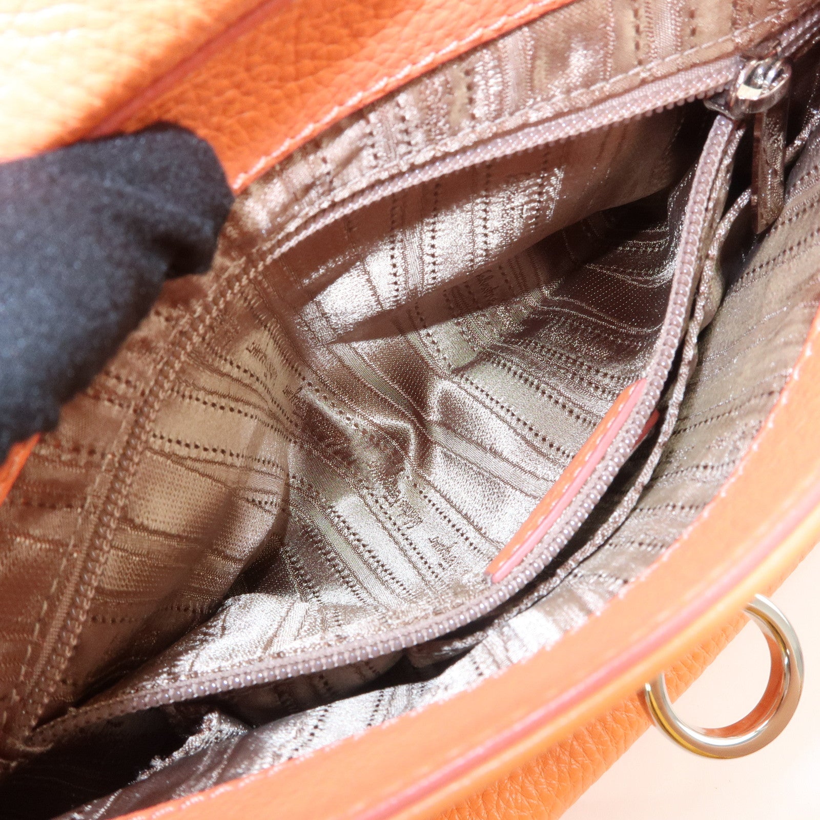 Ferragamo Gancini Leather 2Way Bag Hand Bag Shoulder Bag Orange