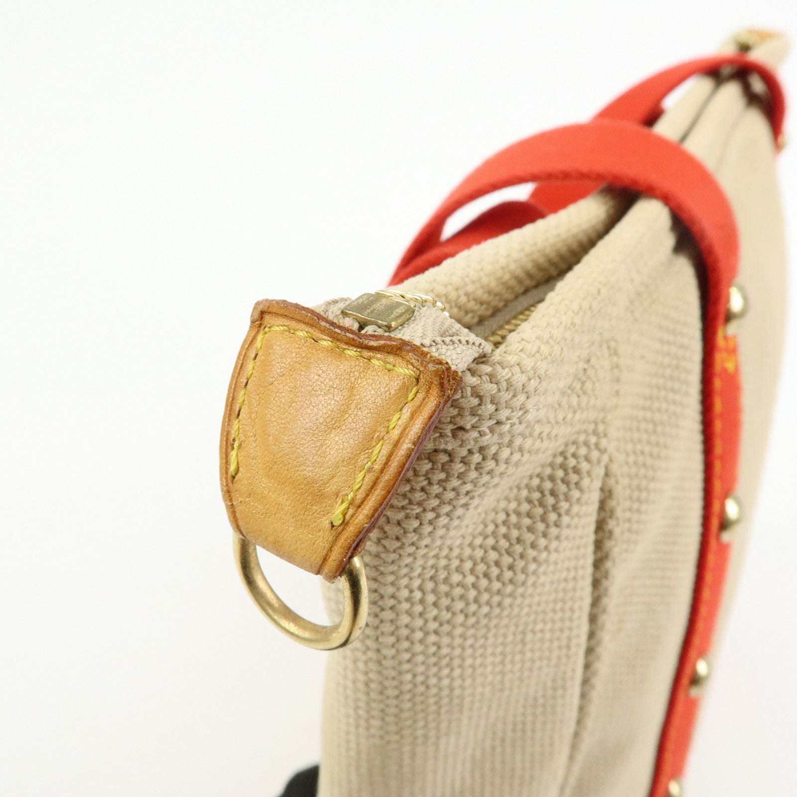 Louis Vuitton Antigua Cabas MM Canvas Leather Tote Bag Beige M40035