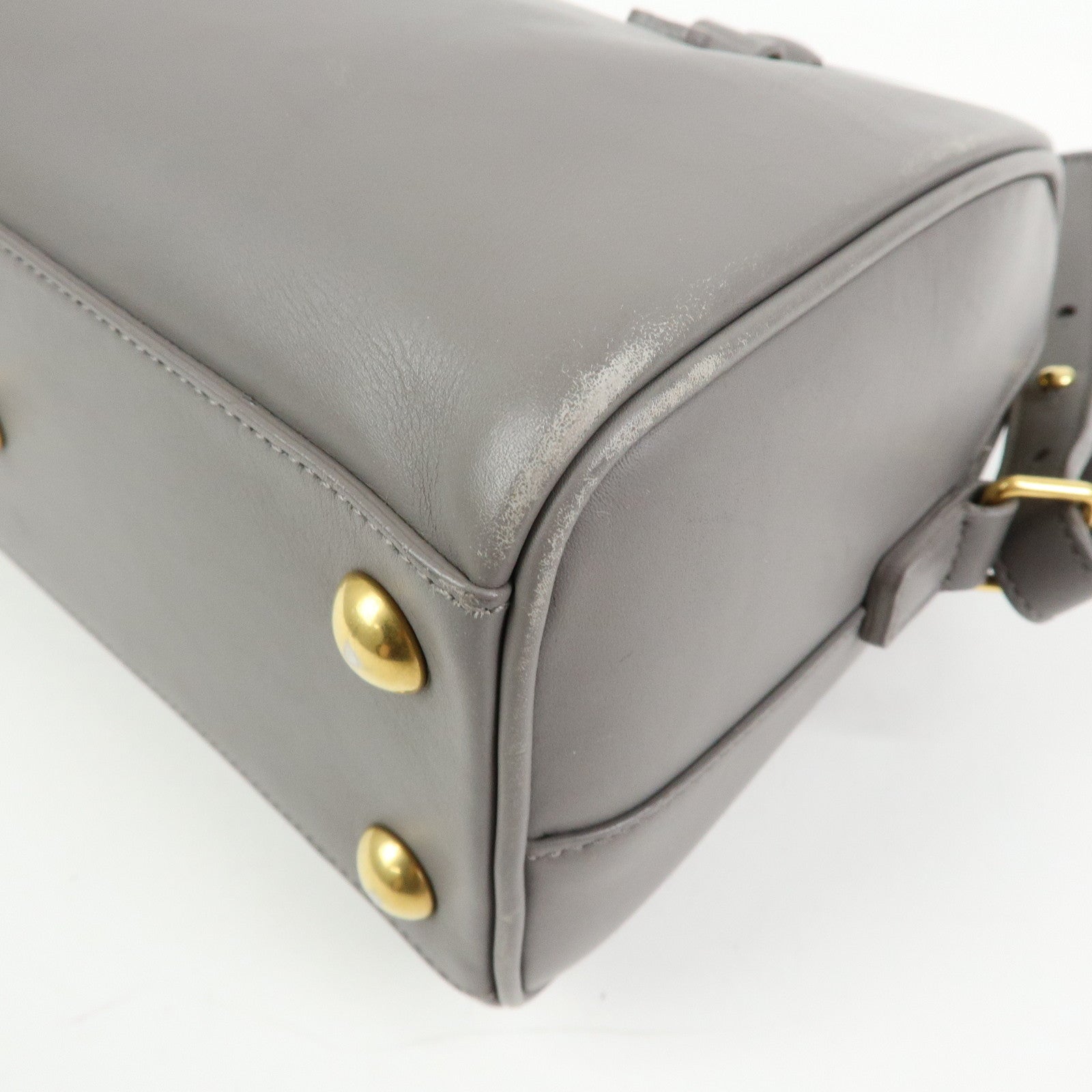 SAINT LAURENT PARIS Baby Duffle Leather 2WAY Hand Bag Gray 330958