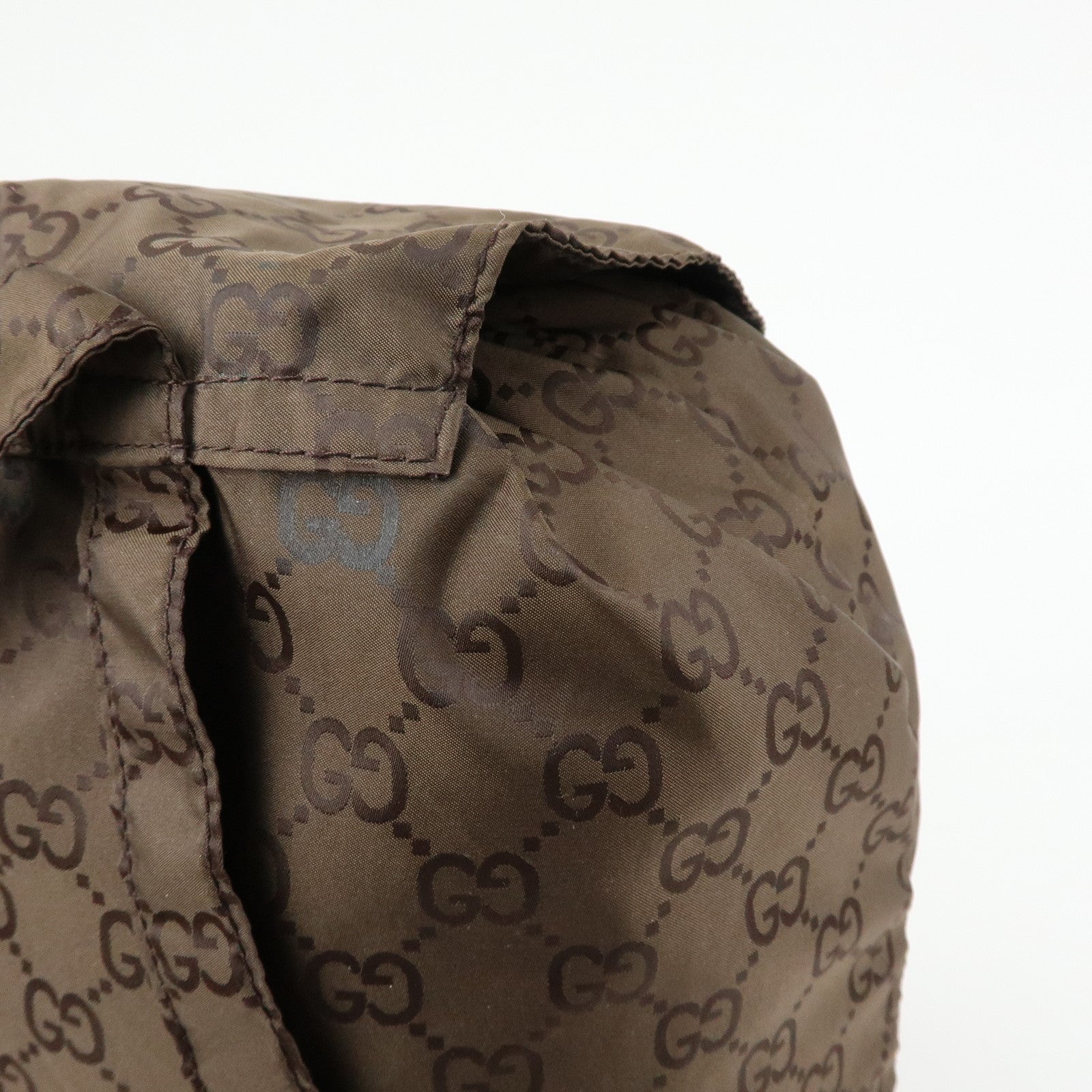 GUCCI GG Nylon Leather Backpack Brown 223670