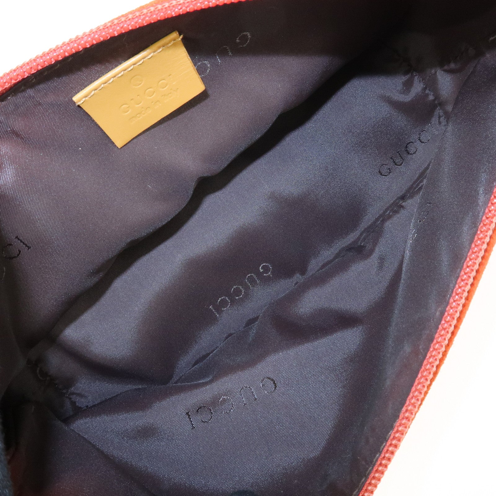 GUCCI Suede Leather Accessory Pouch Hand Bag Orange 039.1103