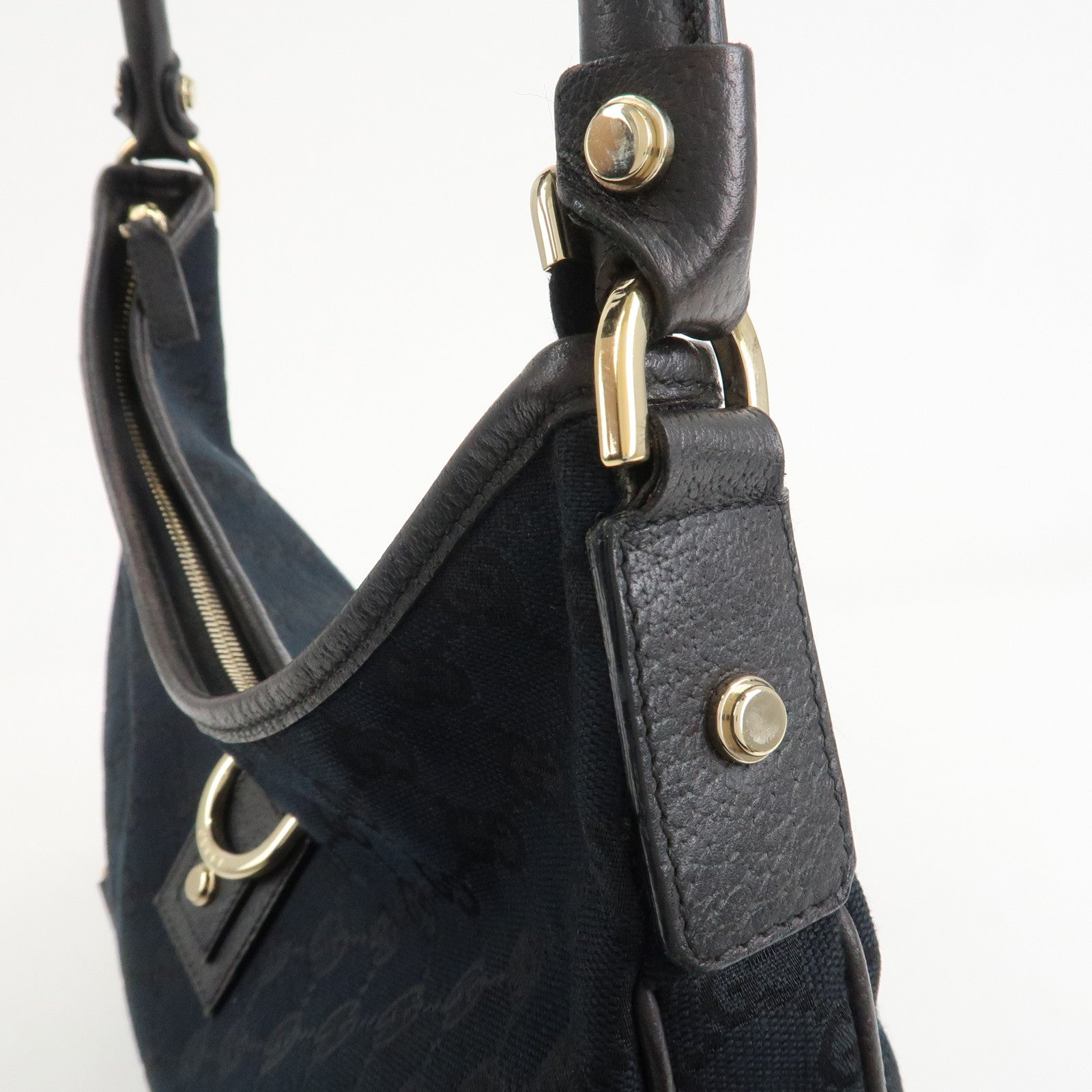 GUCCI Abbey GG Canvas Leather Shoulder Bag Hand Bag Black 130737