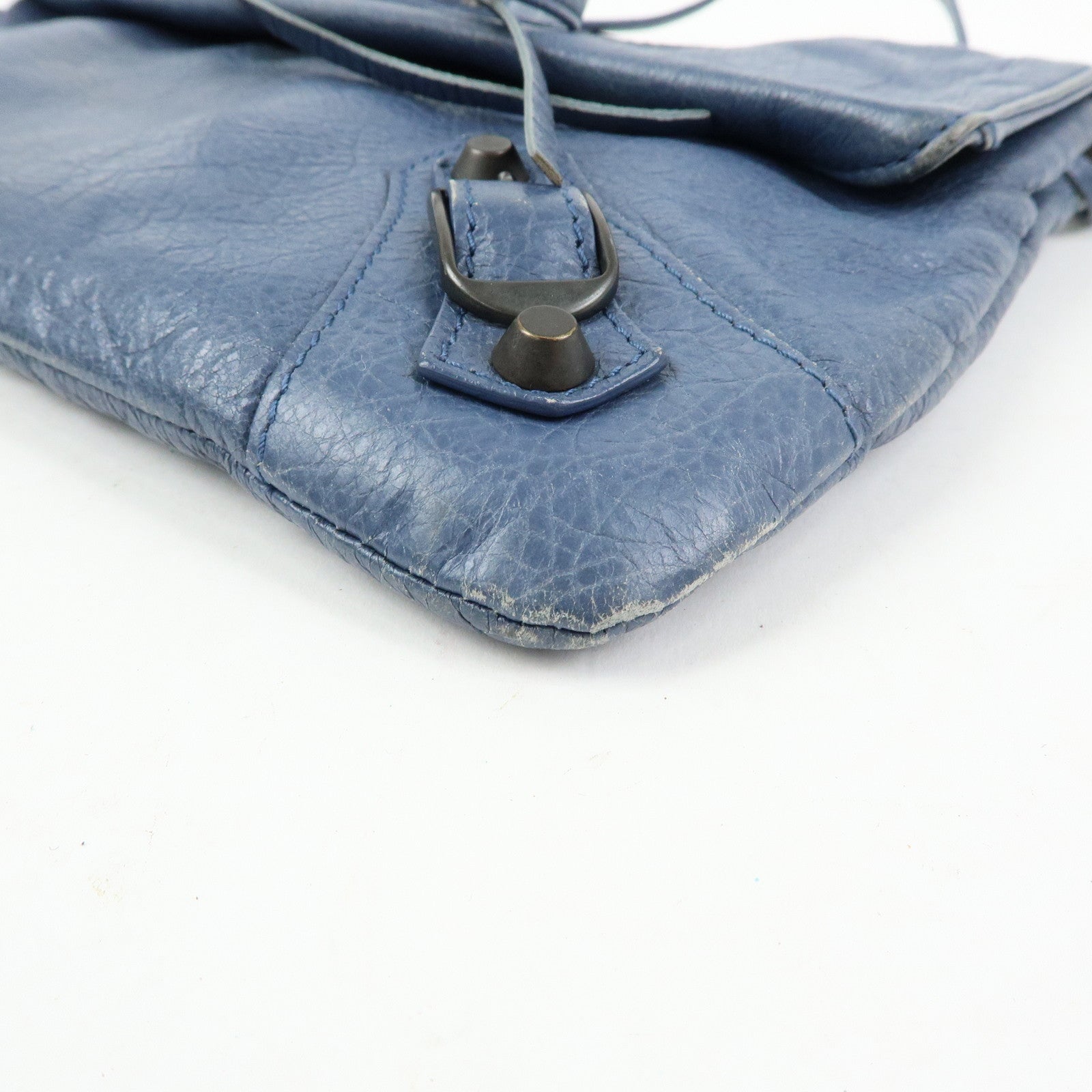 BALENCIAGA Classic Envelope Leather 2Way Shoulder Bag Blue 319376