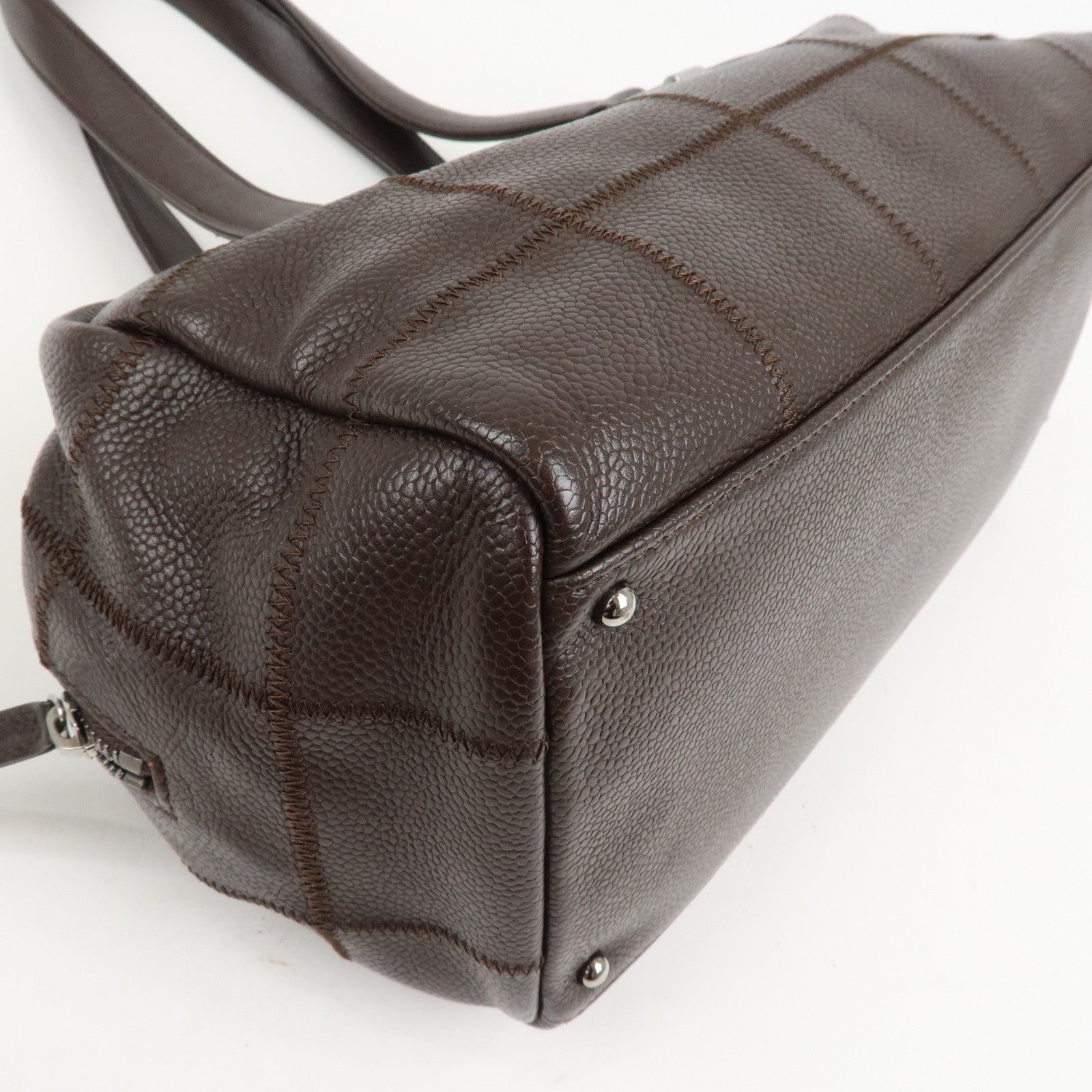 CHANEL Chocolate Bar Caviarskin Boston Bag Shoulder Bag Brown A26135