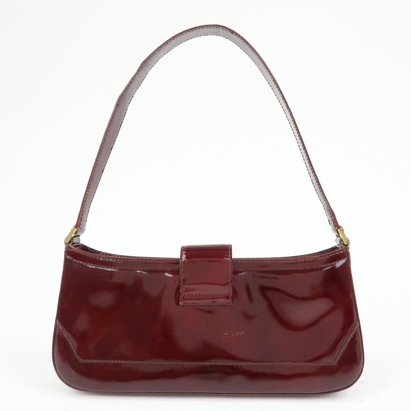 Ferragamo Patent Leather Shoulder Bag Hand Bag Bordeaux