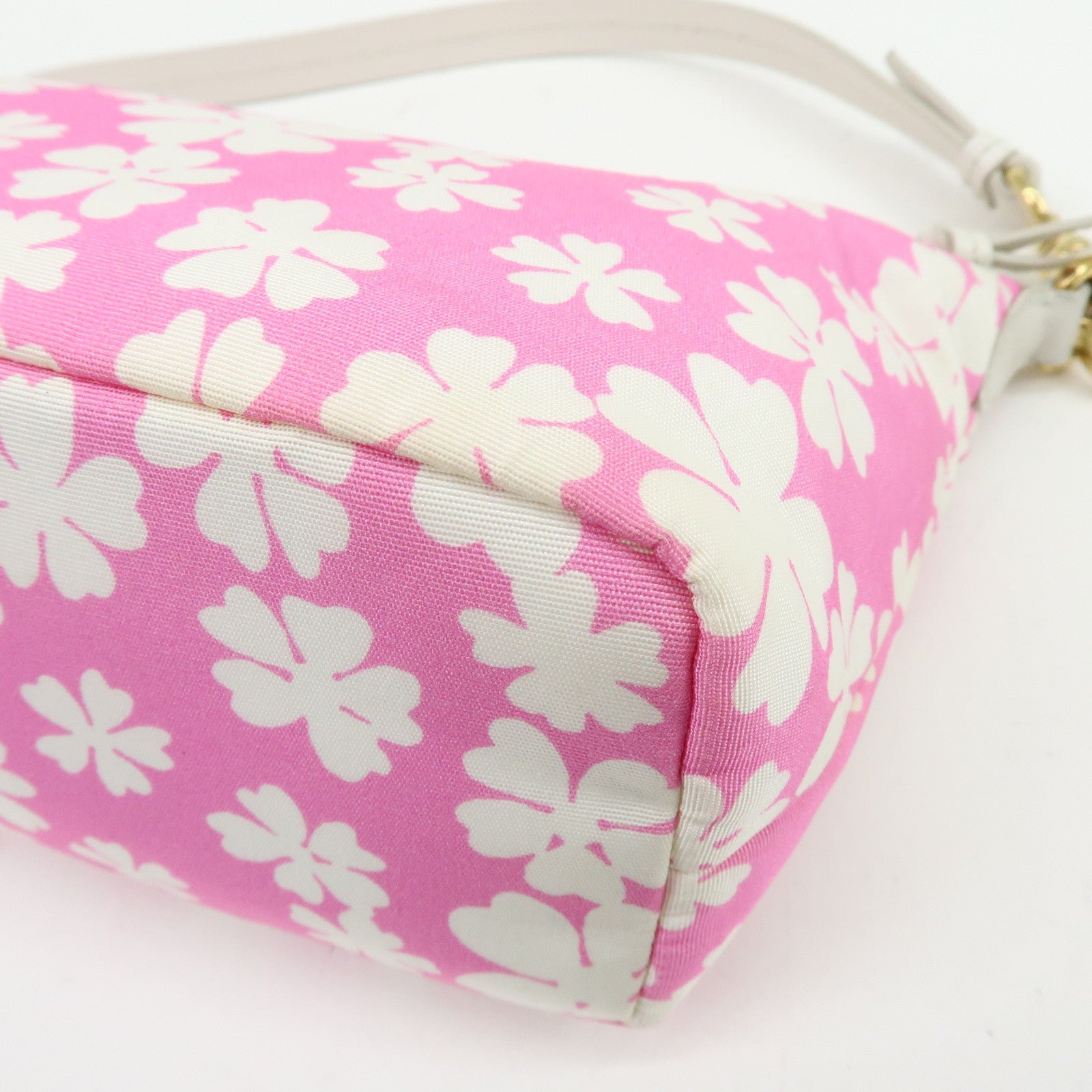 MIU MIU Spirit Canvas Leather Mini Hand Bag Pink White 5NE841