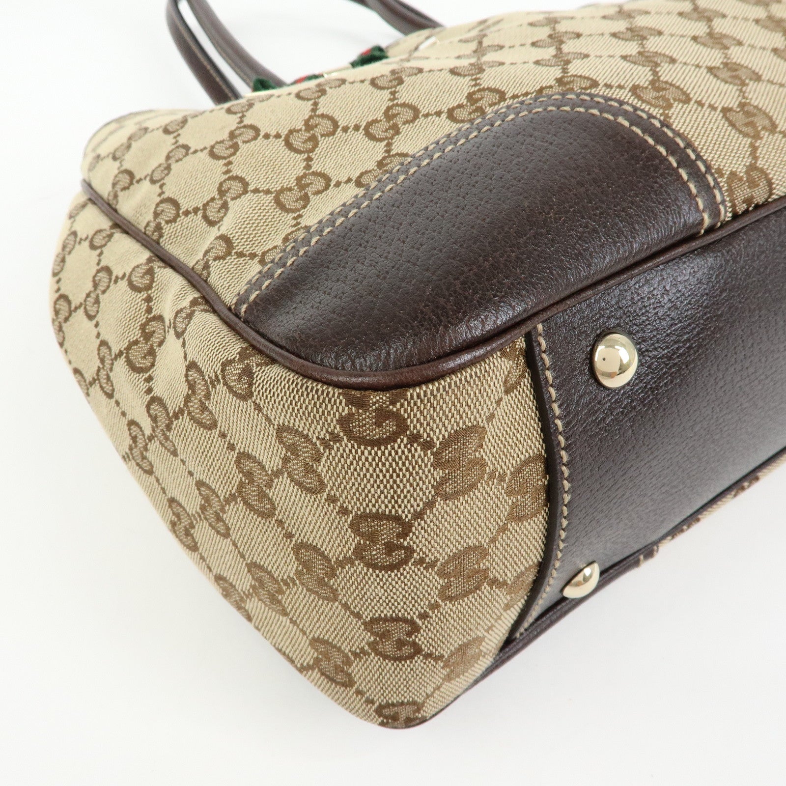 GUCCI Princy Sherry GG Canvas Leather Tote Bag Hand Bag 163805