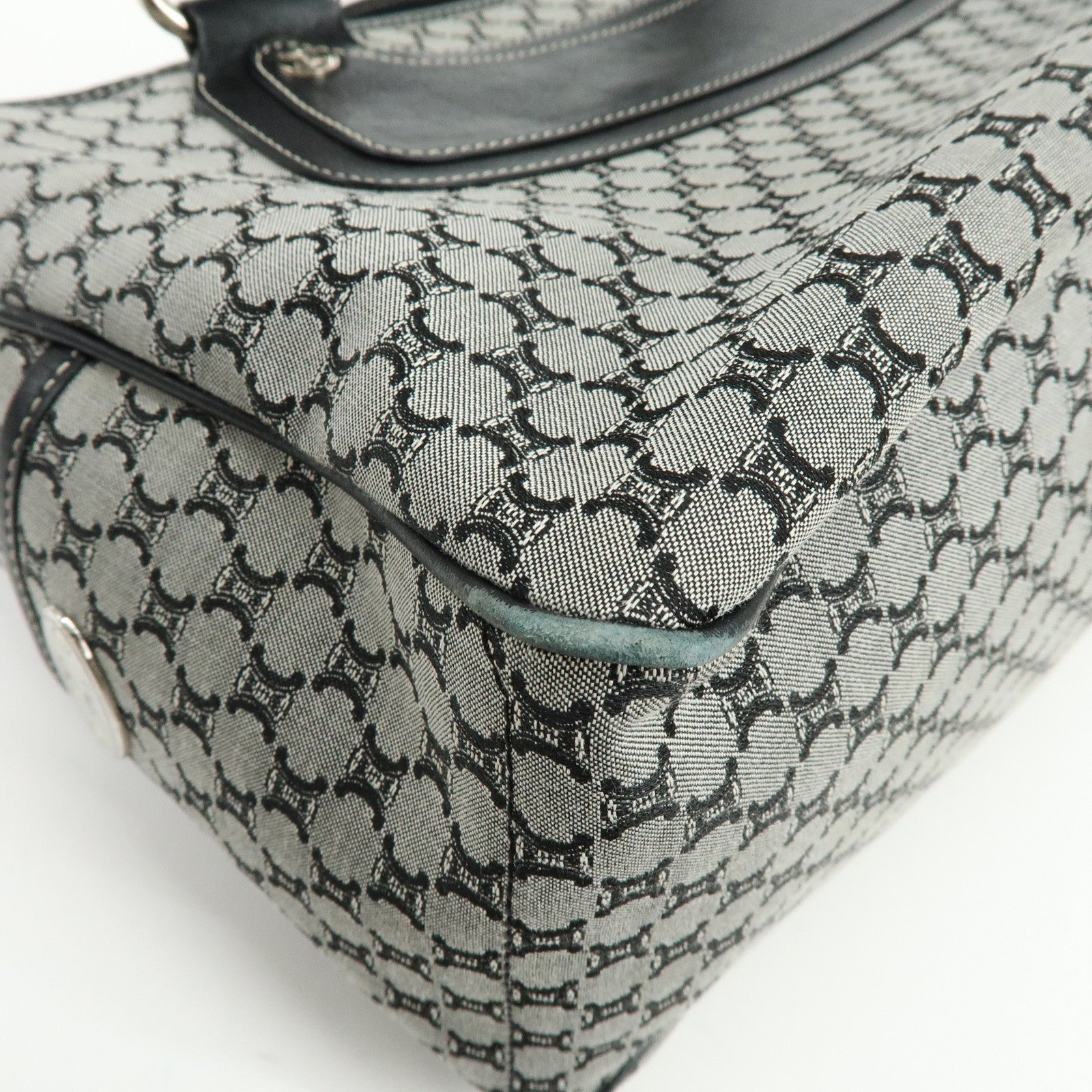 CELINE Macadam Canvas Leather Boogie Bag Hand Bag Navy