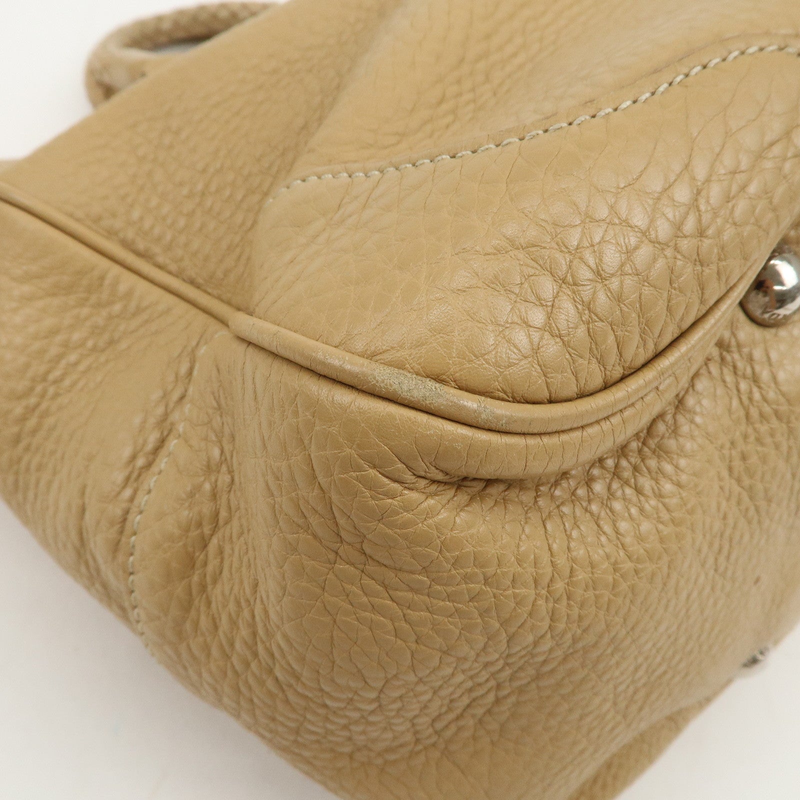 PRADA Logo Leather 2Way Bag Hand Bag Shoulder Bag Beige BN1364