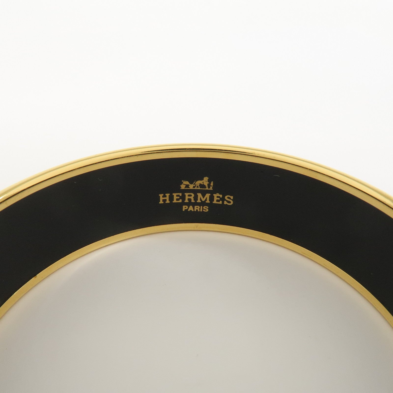 HERMES Email GM Bangle Plated Bracelet Gold Brown